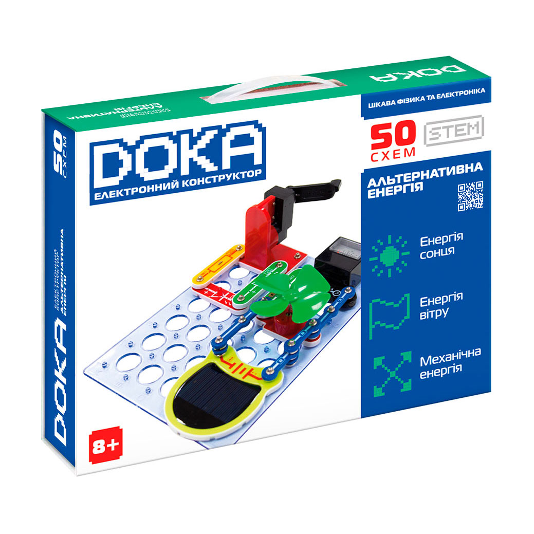Конструктор електронний DOKA Альтернативна енергія, 50 схем, 16*24*8 см, від 8 років (D70711)
Конструктор електронний DOKA Альтернативна енергія, 50 схем, 16*24*8 см, від 8 років (D70711)