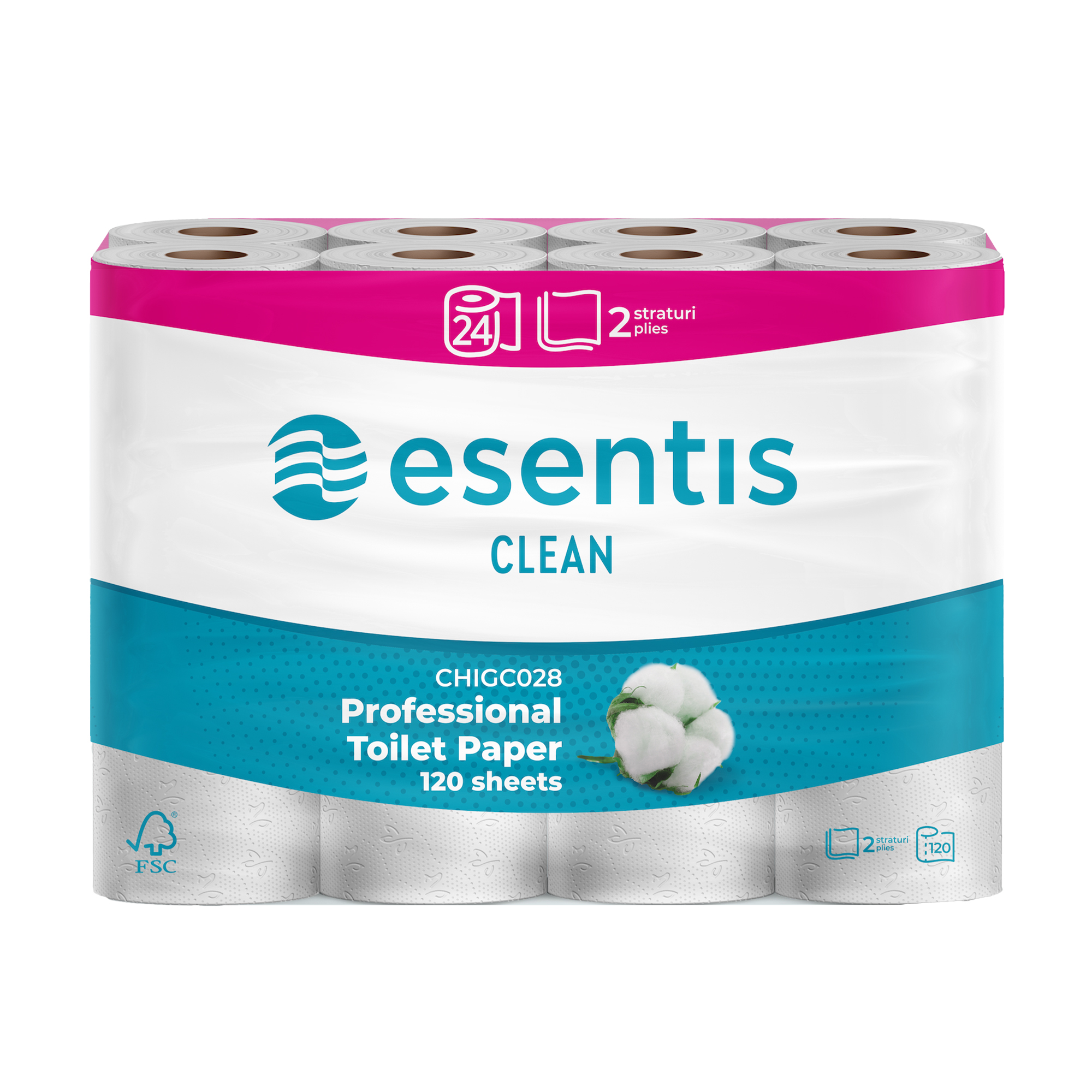 Туалетний папір Esentis Clean 2-шаровий, 120 відривів, 24 рулони
Туалетний папір Esentis Clean 2-шаровий, 120 відривів, 24 рулони