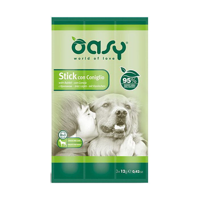 Ласощі для собак Oasy Stick з кроликом, 3*12 г
Ласощі для собак Oasy Stick з кроликом, 3*12 г
