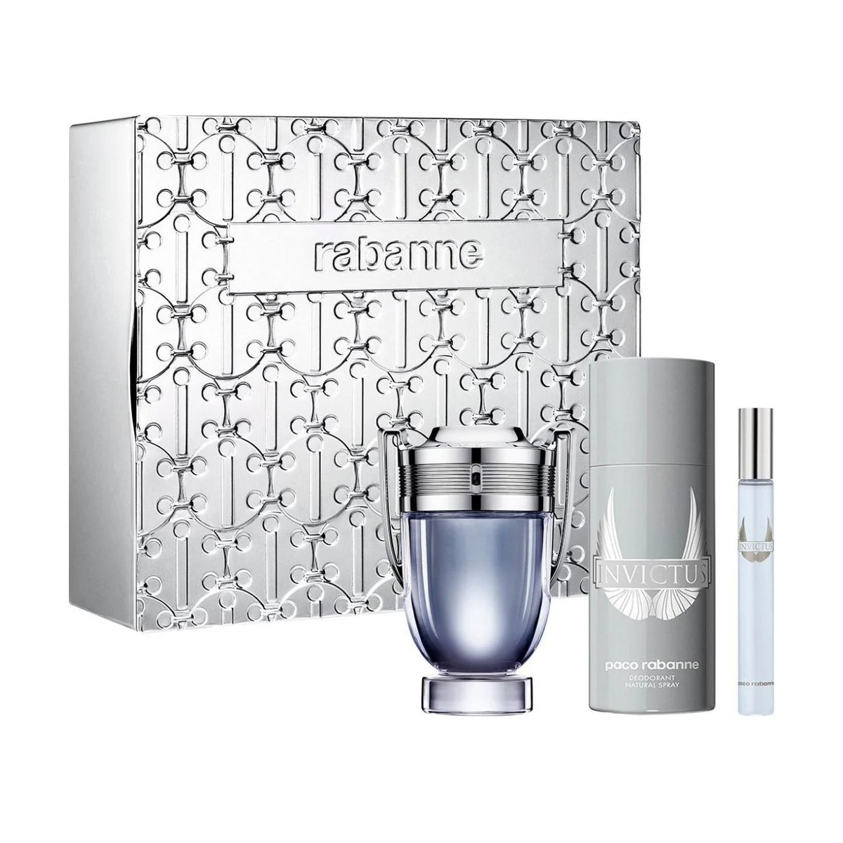 Парфумований набір чоловічий Rabanne Invictus Gift Set (туалетна вода, 100 мл + туалетна вода, 10 мл + дезодорант-спрей, 150 мл)
Парфумований набір чоловічий Rabanne Invictus Gift Set (туалетна вода, 100 мл + туалетна вода, 10 мл + дезодорант-спрей, 150 мл)