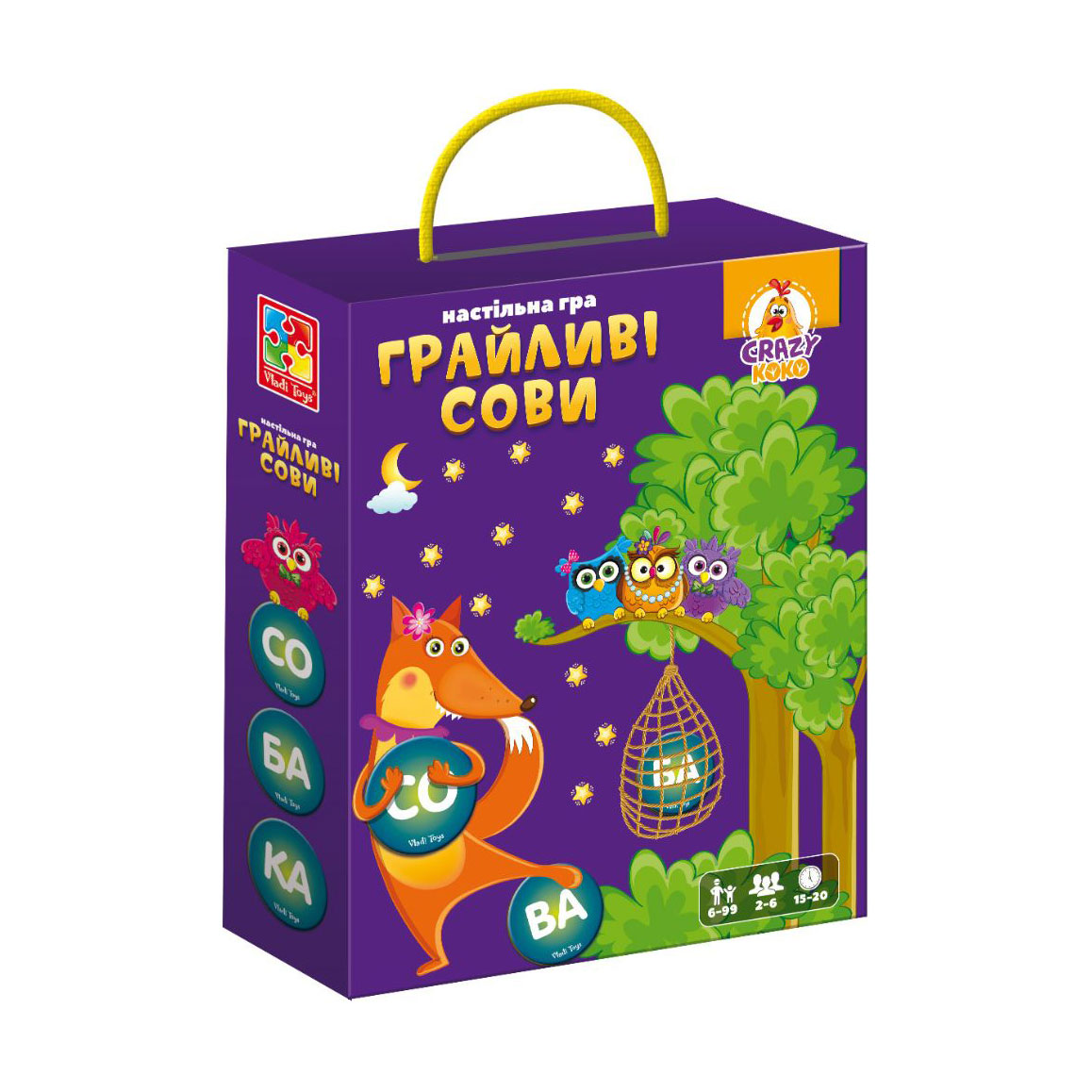 Настільна гра Vladi Toys Грайливі сови. Бачу слово! 18.5*5.5*22.5 см, від 6 років, 99 фішок (VT8033-08)
Настільна гра Vladi Toys Грайливі сови. Бачу слово! 18.5*5.5*22.5 см, від 6 років, 99 фішок (VT8033-08)