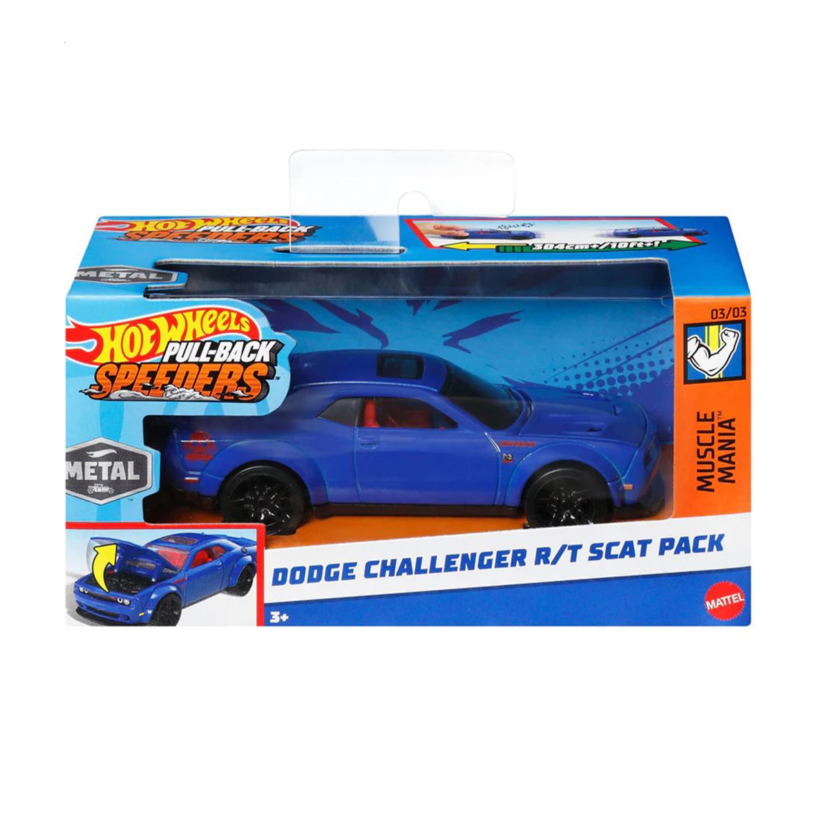 Інерційна автомодель Hot Wheels Pull-Back Speeders Muscle Mania Dodge Challenger R\T Scat Pack, синій, від 3 років, 8*16*8 см (HPR70)
Інерційна автомодель Hot Wheels Pull-Back Speeders Muscle Mania Dodge Challenger R\T Scat Pack, синій, від 3 років, 8*16*8 см (HPR70)