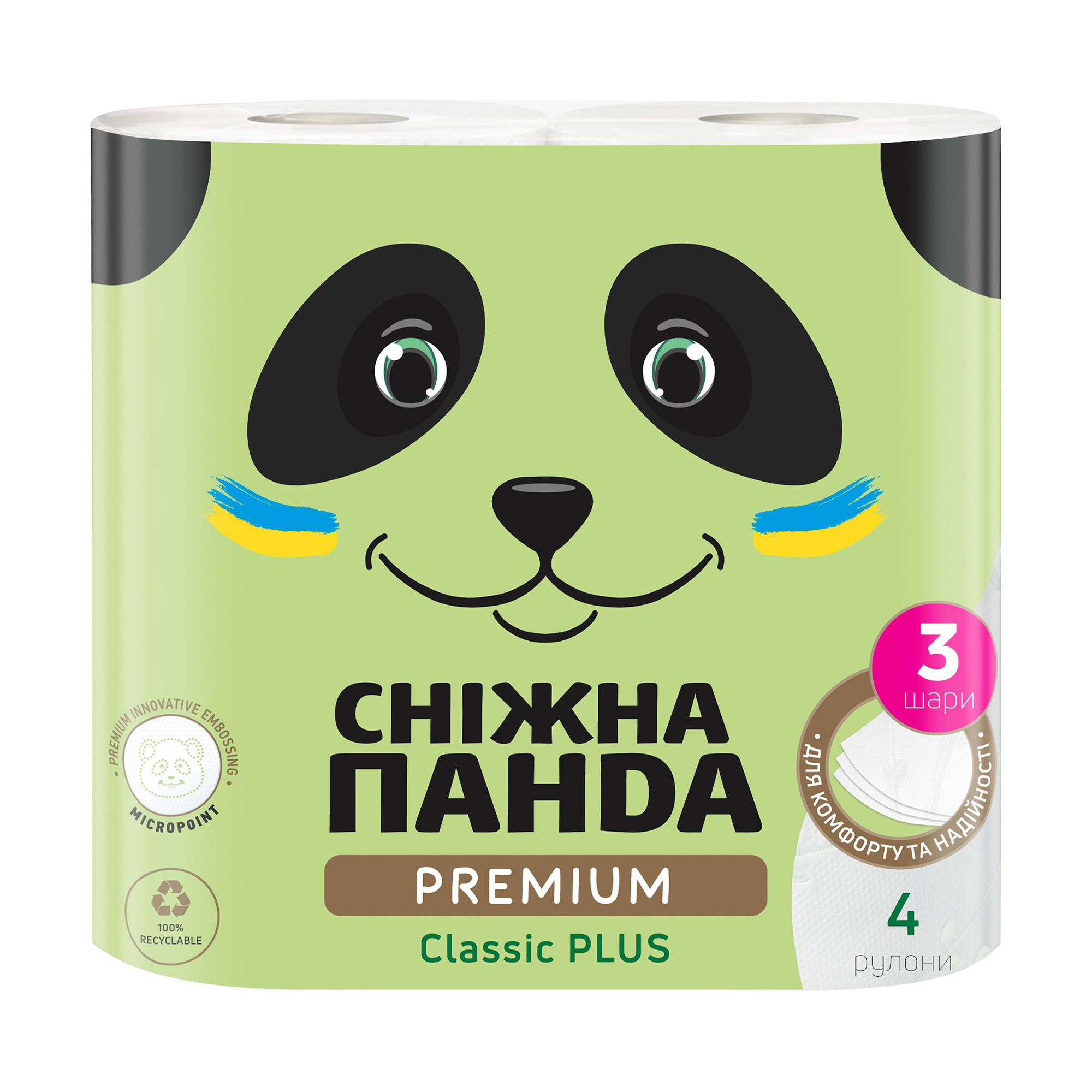 Туалетний папір Сніжна Панда Premium Classic Plus 3х-шаровий, 4 рулони
Туалетний папір Сніжна Панда Premium Classic Plus 3х-шаровий, 4 рулони