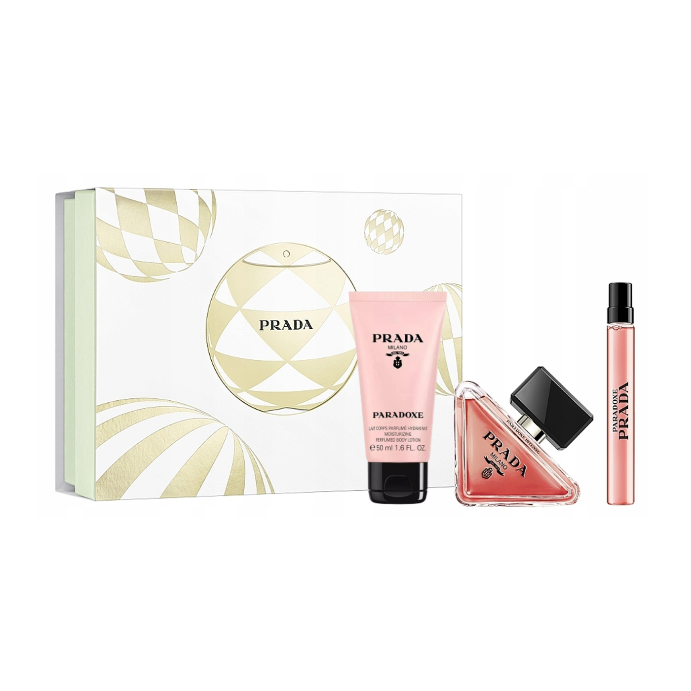 Парфумований набір жіночий Prada Paradoxe Set (парфумована вода, 90 мл + парфумована вода, 10 мл + лосьйон, 50 мл)
Парфумований набір жіночий Prada Paradoxe Set (парфумована вода, 90 мл + парфумована вода, 10 мл + лосьйон, 50 мл)