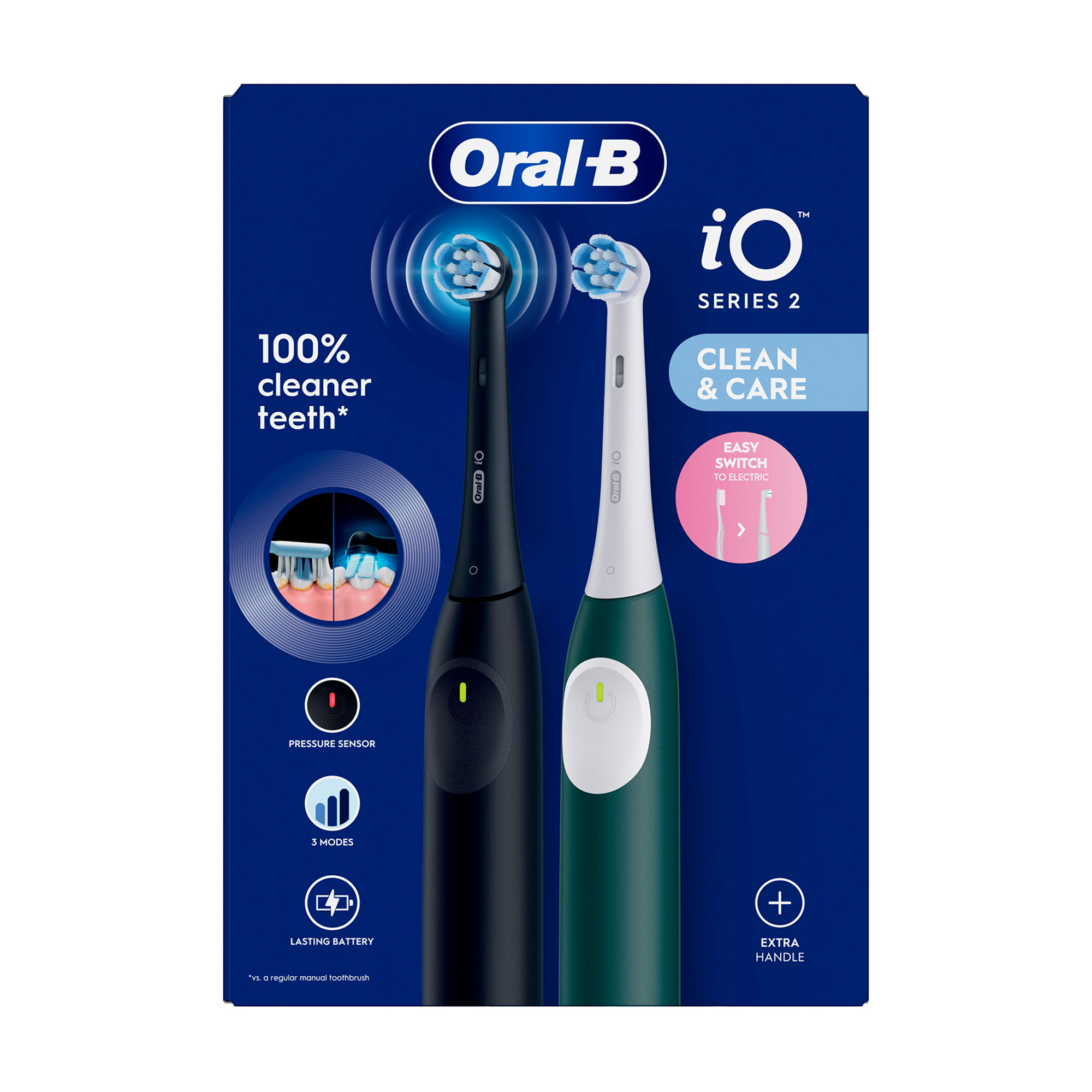 Набір електричних зубних щіток Oral-B iO Series 2 Clean & Care (ультрачорна, 1 шт + лісово-зелена, 1 шт)
Набір електричних зубних щіток Oral-B iO Series 2 Clean & Care (ультрачорна, 1 шт + лісово-зелена, 1 шт)