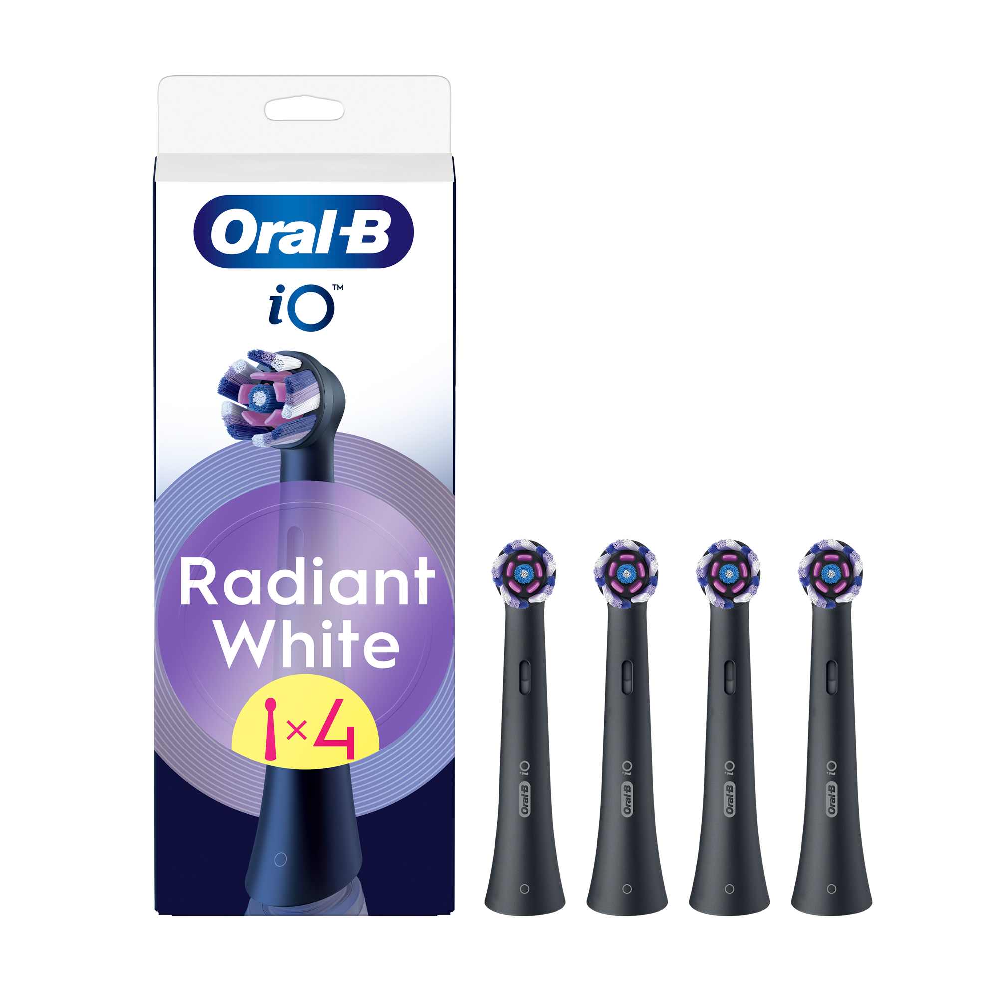 Змінні насадки для електричної зубної щітки Oral-B iO Radiant White Блискуче відбілювання, чорні, 4 шт
Змінні насадки для електричної зубної щітки Oral-B iO Radiant White Блискуче відбілювання, чорні, 4 шт