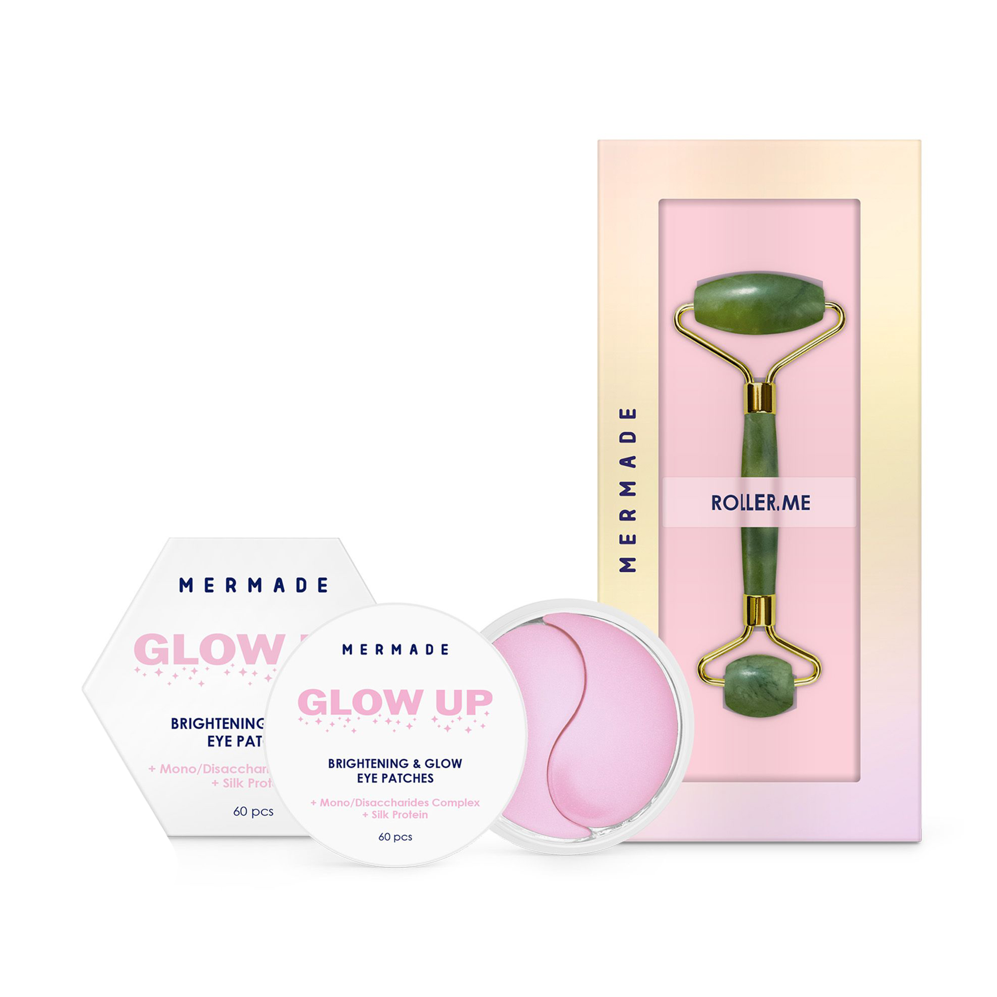 Уцінка! Набір для обличчя Mermade Glow Up (гідрогелеві патчі для шкіри навколо очей, 60 шт + нефритовий ролер, 1 шт)
Уцінка! Набір для обличчя Mermade Glow Up (гідрогелеві патчі для шкіри навколо очей, 60 шт + нефритовий ролер, 1 шт)