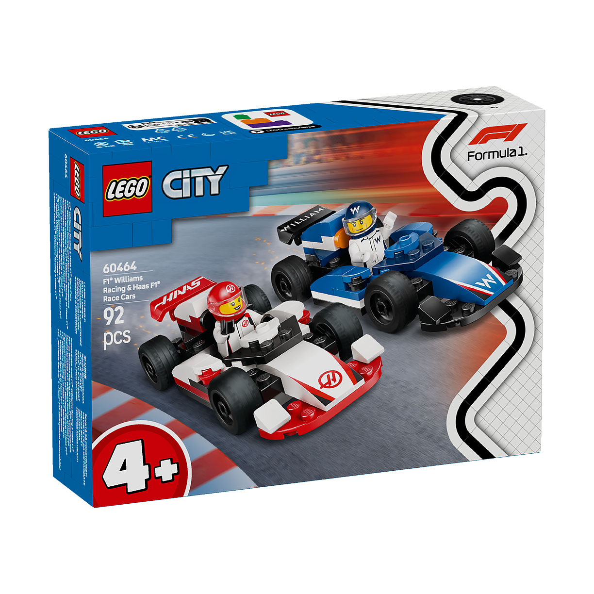 Конструктор LEGO City Автомобілі для перегонів F1 команд Williams Racing та Haas F1, 92 деталі, від 4 років (60464)
Конструктор LEGO City Автомобілі для перегонів F1 команд Williams Racing та Haas F1, 92 деталі, від 4 років (60464)