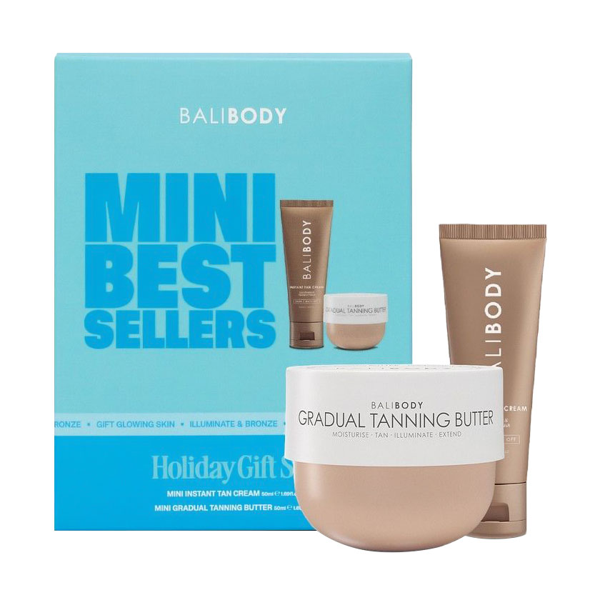 Подарунковий набір для тіла Bali Body Mini Must-Haves (крем для миттєвої засмаги, 50 мл + батер для поступової засмаги, 50 мл)
Подарунковий набір для тіла Bali Body Mini Must-Haves (крем для миттєвої засмаги, 50 мл + батер для поступової засмаги, 50 мл)
