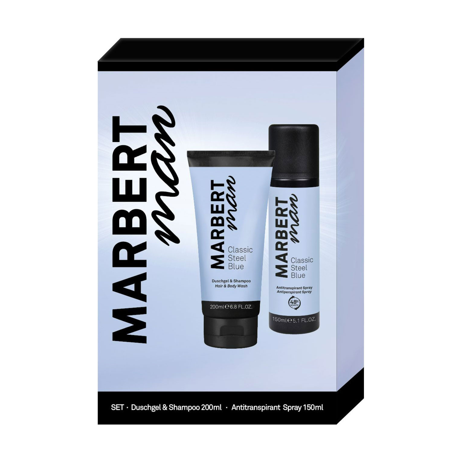 Уцінка! Чоловічий подарунковий набір Marbert Man Classic Steel Blue Set (шампунь та гель для душу, 200 мл + дезодорант-спрей антиперспірант, 150 мл)
Уцінка! Чоловічий подарунковий набір Marbert Man Classic Steel Blue Set (шампунь та гель для душу, 200 мл + дезодорант-спрей антиперспірант, 150 мл)