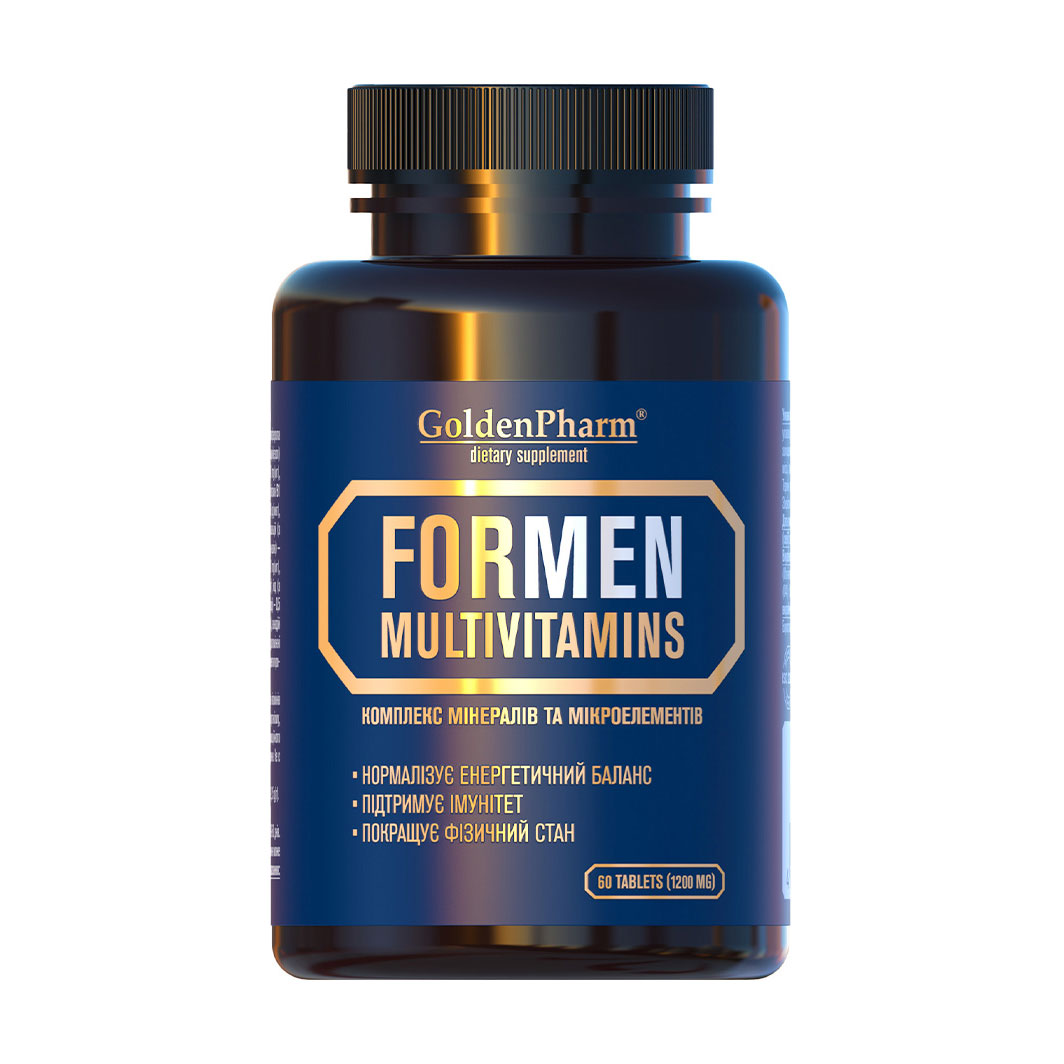 Мультивітаміни для чоловіків Golden Pharm, 60 таблеток
Мультивітаміни для чоловіків Golden Pharm, 60 таблеток