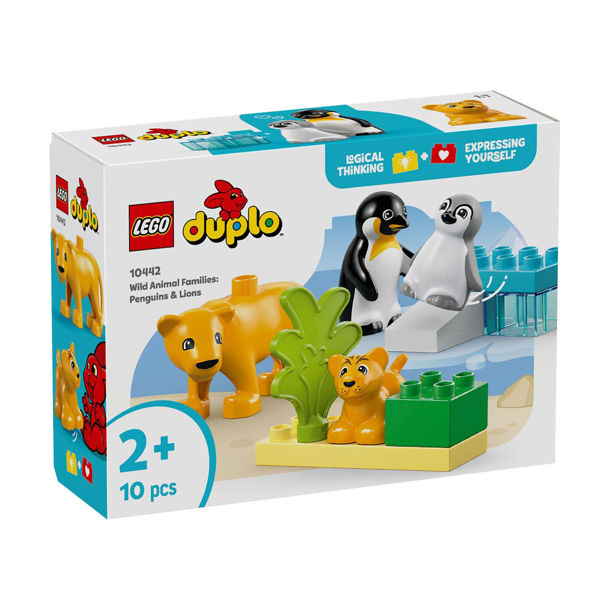 Конструктор LEGO Duplo Town Сімейства диких тварин: Пінгвіни та Леви, 10 деталей, від 2 років (10442)
Конструктор LEGO Duplo Town Сімейства диких тварин: Пінгвіни та Леви, 10 деталей, від 2 років (10442)