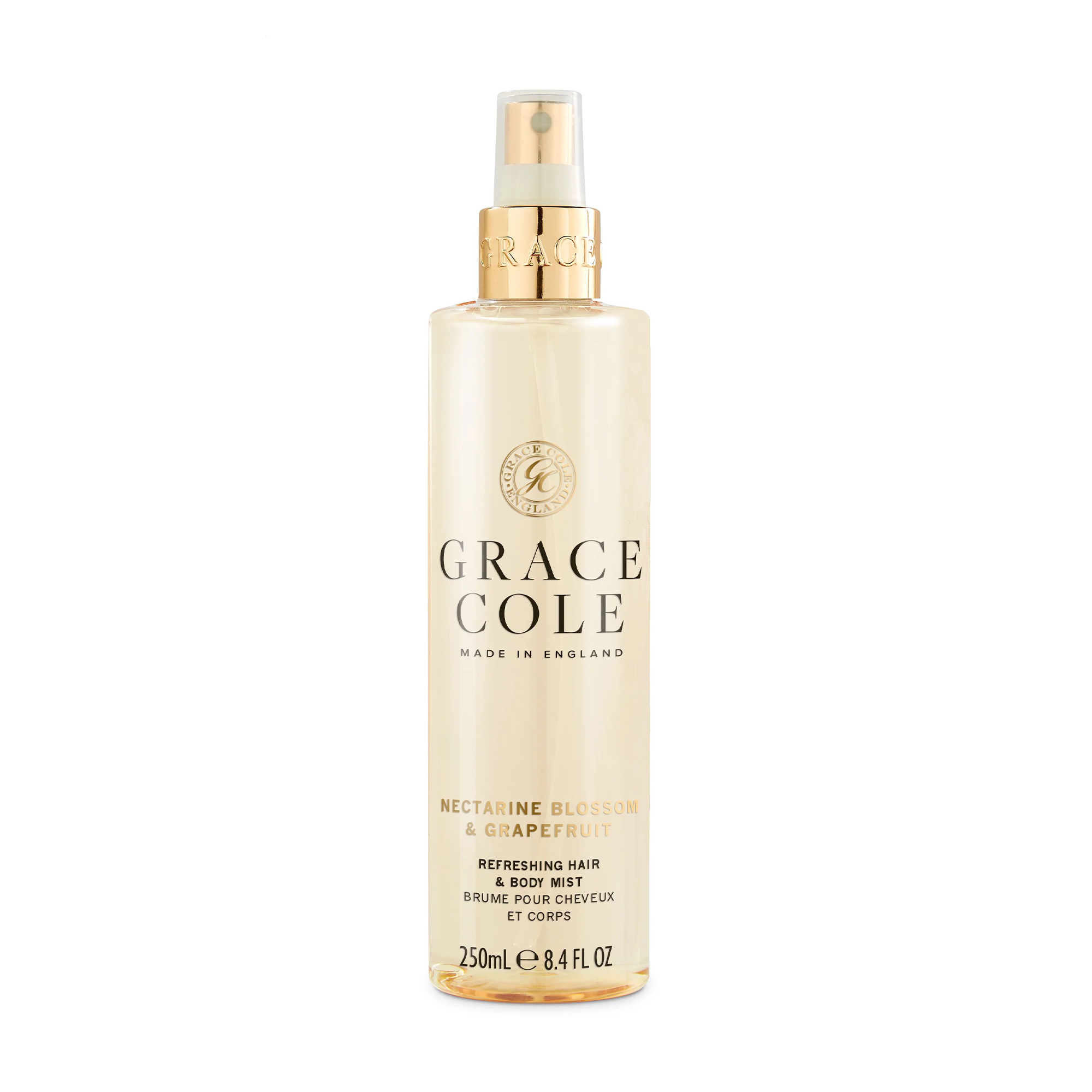 Міст для тіла та волосся Grace Cole Hair & Body Mist Nectarine Blossom & Grapefruit, 250 мл
Міст для тіла та волосся Grace Cole Hair & Body Mist Nectarine Blossom & Grapefruit, 250 мл
