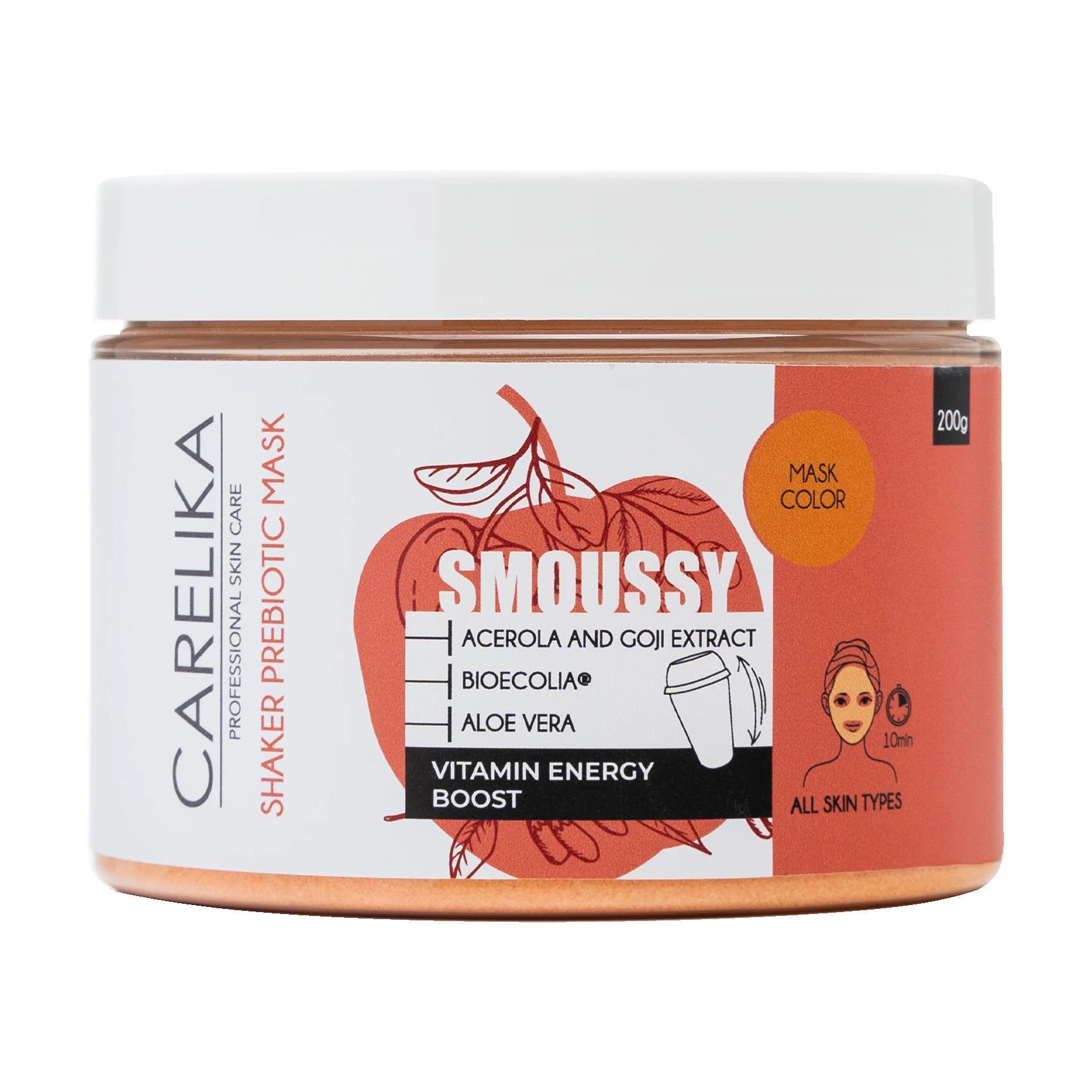Маска-шейкер для обличчя Carelika Smoussy Shaker Prebiotic Mask Acerola And Goji Extract на основі пребіотиків з екстрактом ацероли та годжі, 200 г
Маска-шейкер для обличчя Carelika Smoussy Shaker Prebiotic Mask Acerola And Goji Extract на основі пребіотиків з екстрактом ацероли та годжі, 200 г