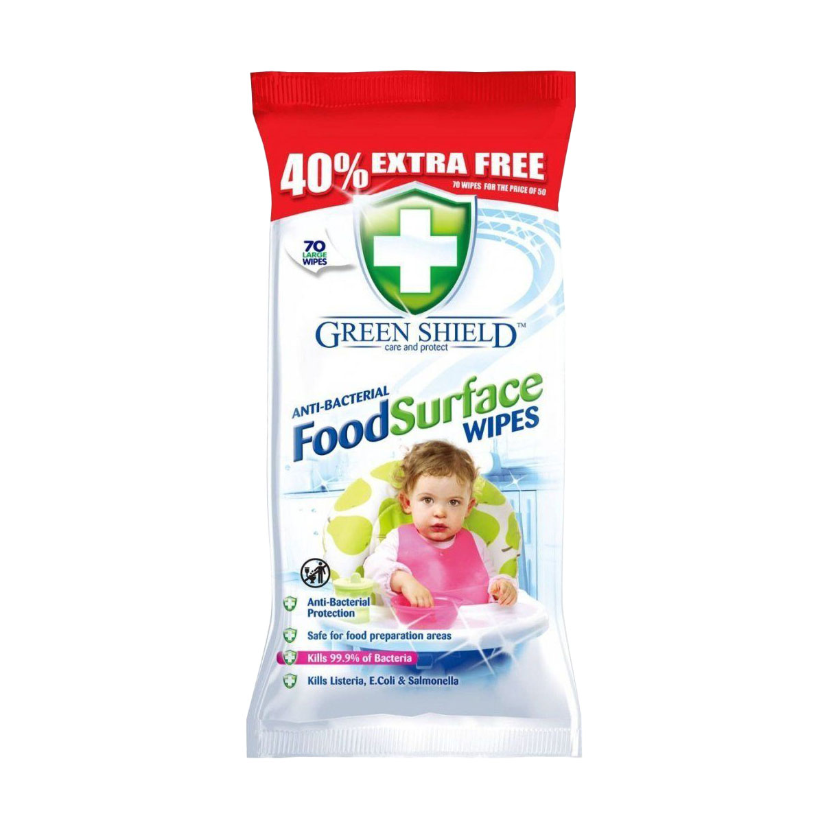 Вологі серветки для прибирання кухні Green Shield Anti-Bacterial Food Surface Wipes, 70 шт
Вологі серветки для прибирання кухні Green Shield Anti-Bacterial Food Surface Wipes, 70 шт