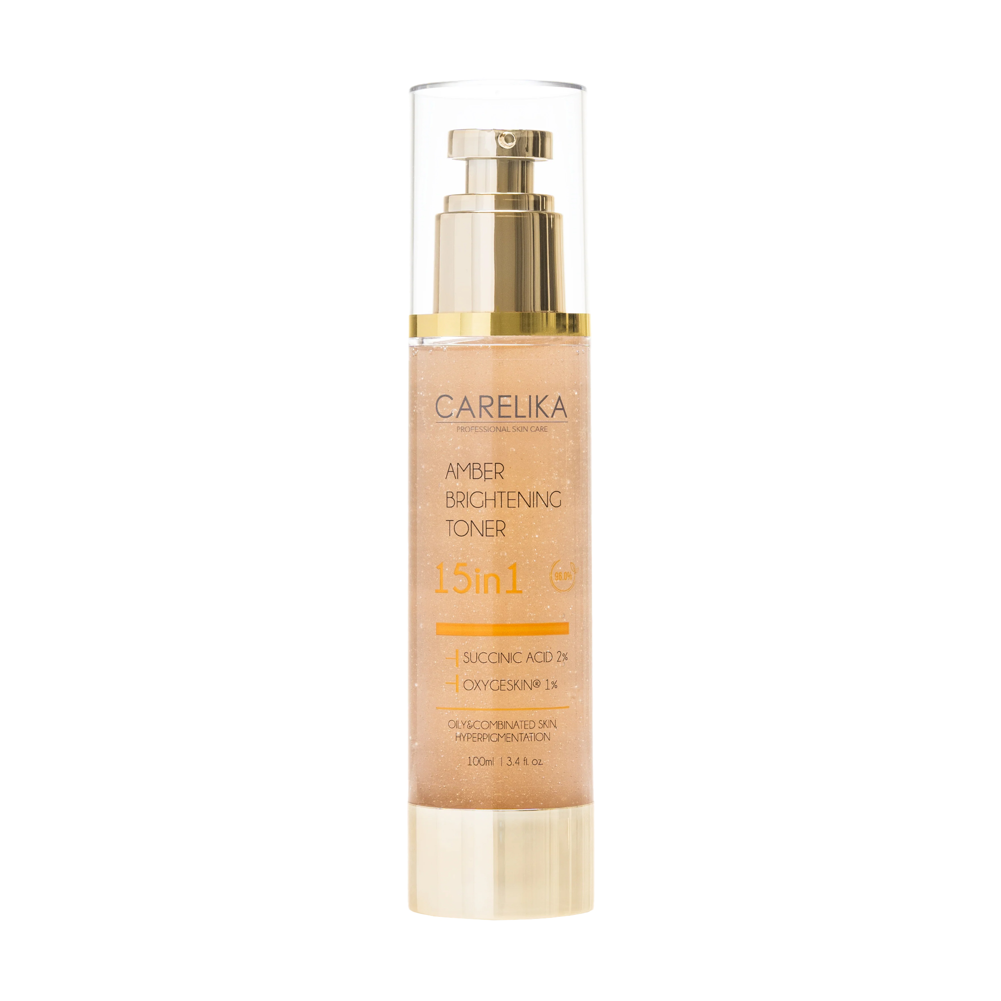 Освітлювальний тонер 15 в 1 Carelika Amber Brightening Toner для жирної та комбінованої шкіри, з бурштиновою кислотою, 100 мл
Освітлювальний тонер 15 в 1 Carelika Amber Brightening Toner для жирної та комбінованої шкіри, з бурштиновою кислотою, 100 мл