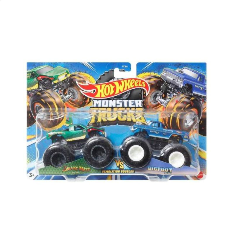 Набір машинок-позашляховиків Hot Wheels Monster Trucks Snakebite/Bigfoot 4X4X4 зелено-синій, від 3 років (FYJ64)
Набір машинок-позашляховиків Hot Wheels Monster Trucks Snakebite/Bigfoot 4X4X4 зелено-синій, від 3 років (FYJ64)