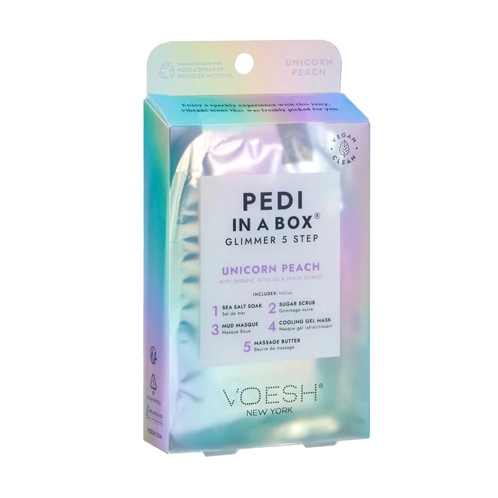 Набір для педикюру VOESH Pedi In A Box Glimmer 5 Step Unicorn Peach, 5 предметів
Набір для педикюру VOESH Pedi In A Box Glimmer 5 Step Unicorn Peach, 5 предметів