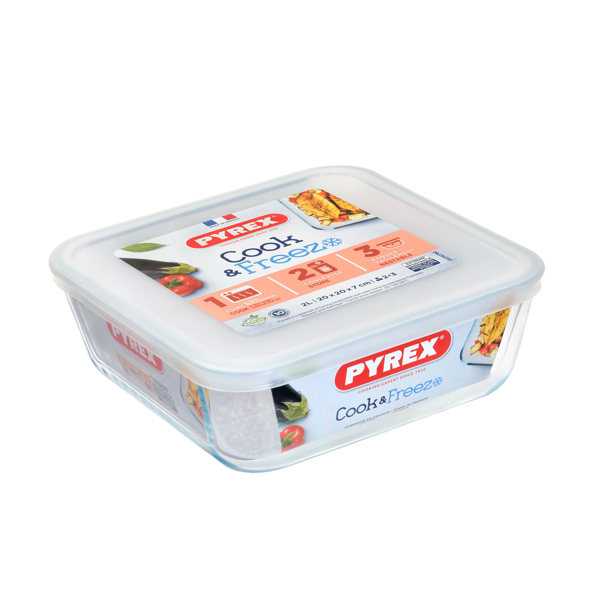 Форма-контейнер для запікання та зберігання продуктів PYREX Cook & Freez з кришкою, квадратна, 20*20*7 см, 2 л (219P001/7644)
Форма-контейнер для запікання та зберігання продуктів PYREX Cook & Freez з кришкою, квадратна, 20*20*7 см, 2 л (219P001/7644)
