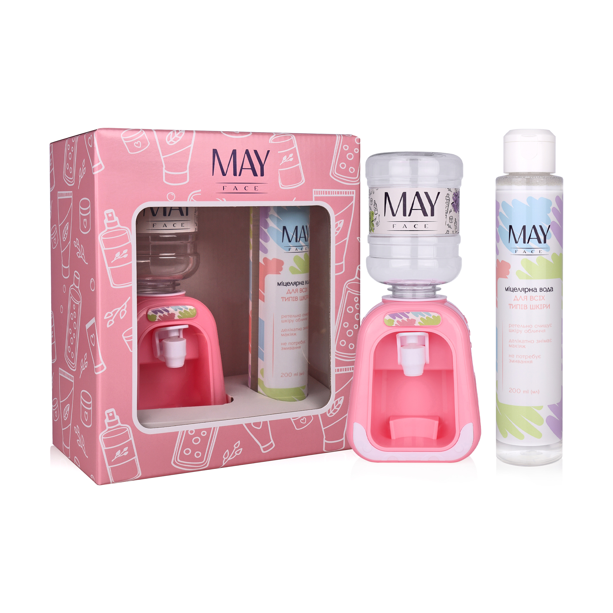 Подарунковий набір для обличчя MAY face (міцелярна вода, 200 мл + диспенсер, 1 шт)
Подарунковий набір для обличчя MAY face (міцелярна вода, 200 мл + диспенсер, 1 шт)