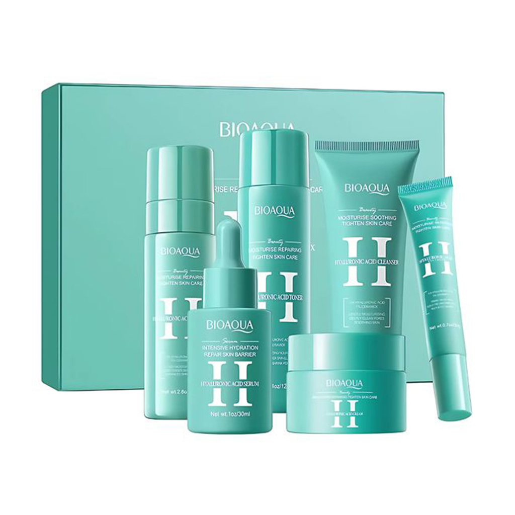 Уцінка! Набір для обличчя Bioaqua Hyaluronic Acid Moisturizing Repair Firming Skin Care Gift Box, 6 продуктів
Уцінка! Набір для обличчя Bioaqua Hyaluronic Acid Moisturizing Repair Firming Skin Care Gift Box, 6 продуктів