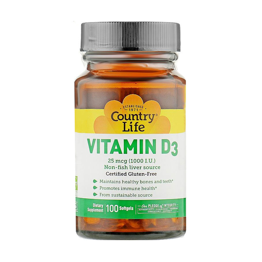 Вітамін D3 Country Life Vitamin D3, 1000 МО, 100 м'яких капсул
Вітамін D3 Country Life Vitamin D3, 1000 МО, 100 м'яких капсул