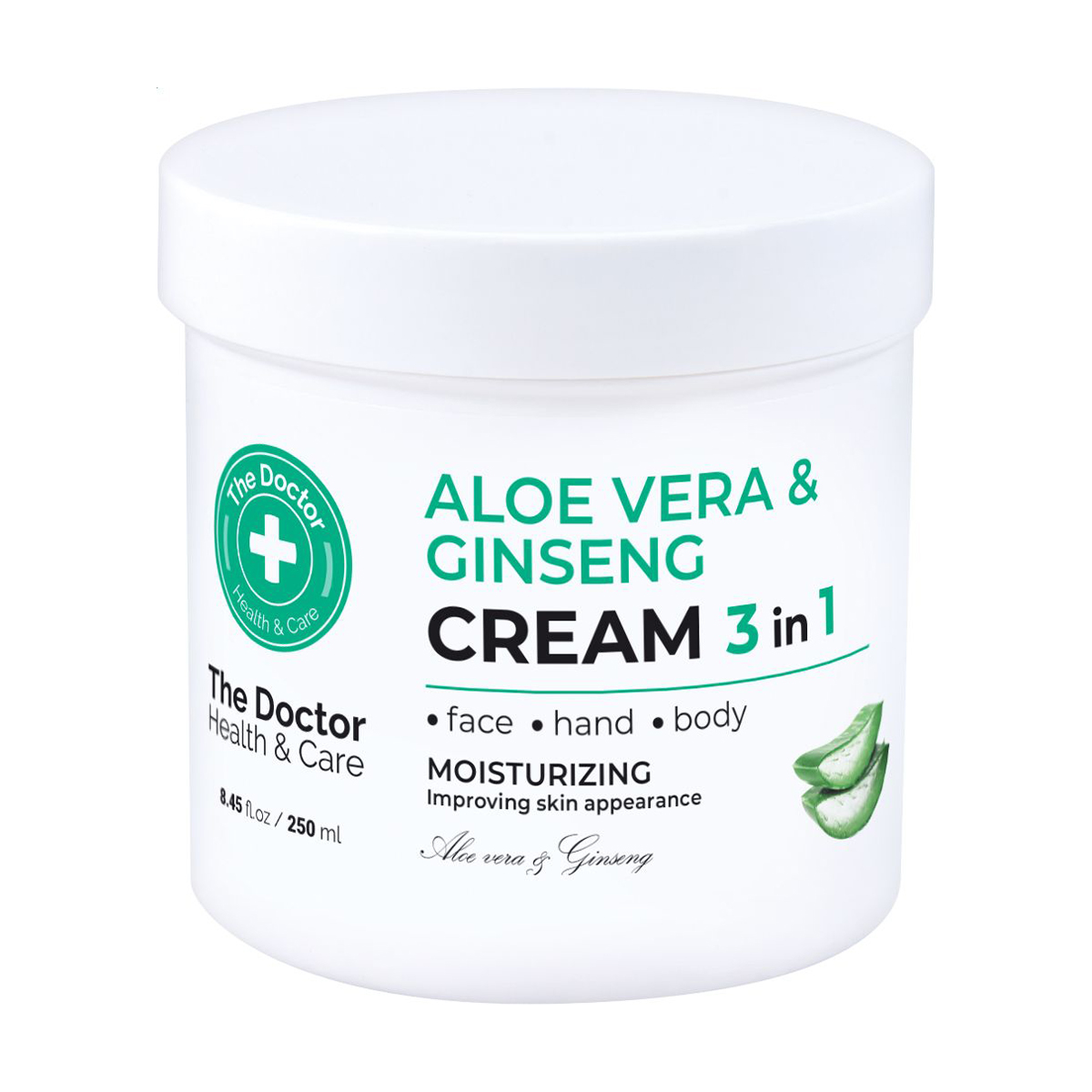 Крем для обличчя, тіла та рук The Doctor Health & Care Aloe Vera + Ginseng Cream 3 in 1, 250 мл
Крем для обличчя, тіла та рук The Doctor Health & Care Aloe Vera + Ginseng Cream 3 in 1, 250 мл