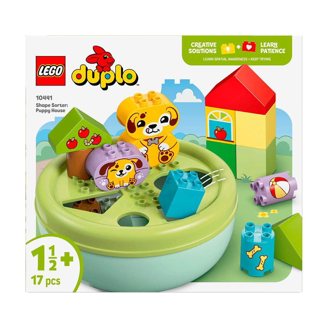 Конструктор LEGO Duplo Сортувальник фігур: будинок для цуценят, 17 деталей, від 1.5 року (10441)
Конструктор LEGO Duplo Сортувальник фігур: будинок для цуценят, 17 деталей, від 1.5 року (10441)