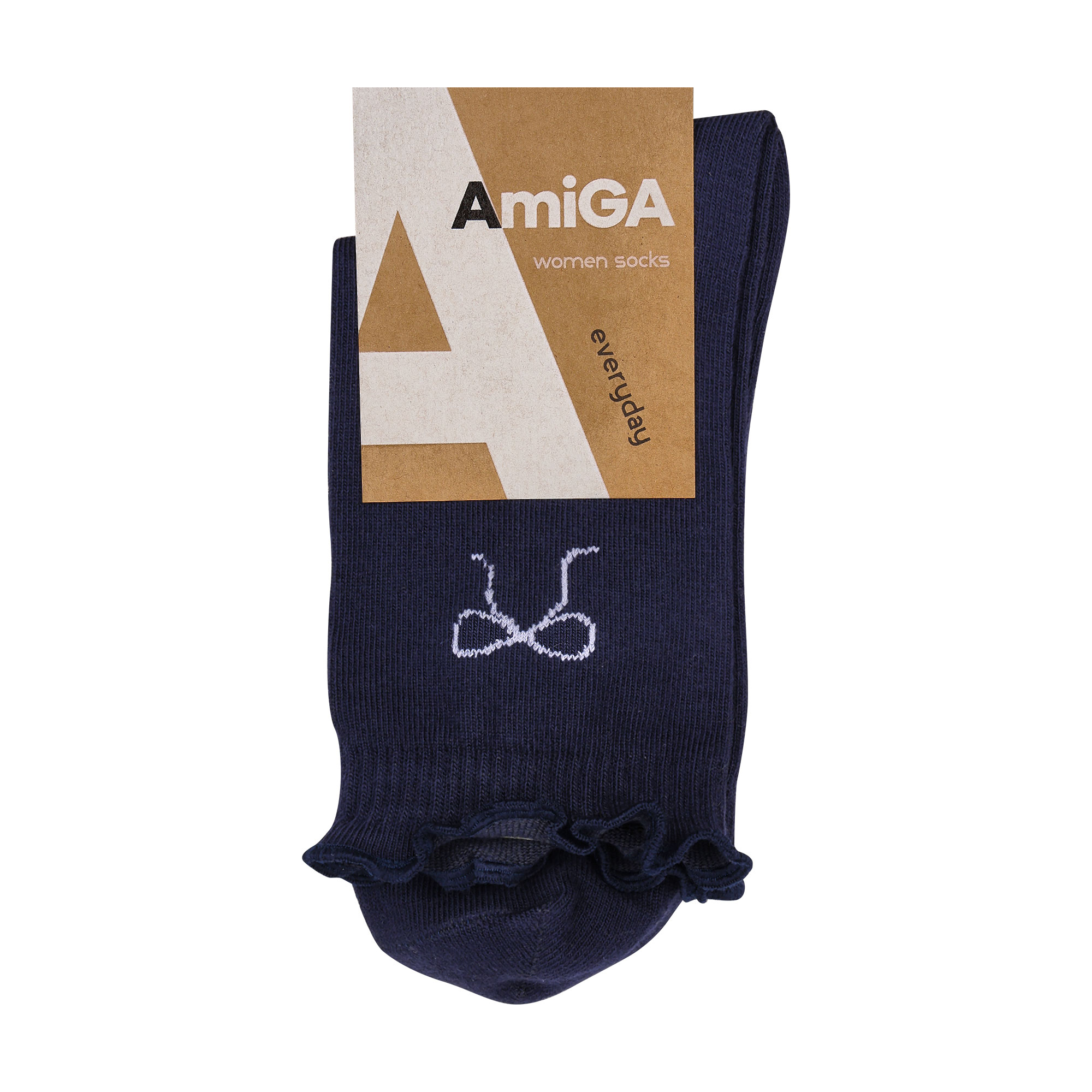 Жіночі шкарпетки AmiGA з рюшами, темно-сині, бант, розмір 23-25
Жіночі шкарпетки AmiGA з рюшами, темно-сині, бант, розмір 23-25