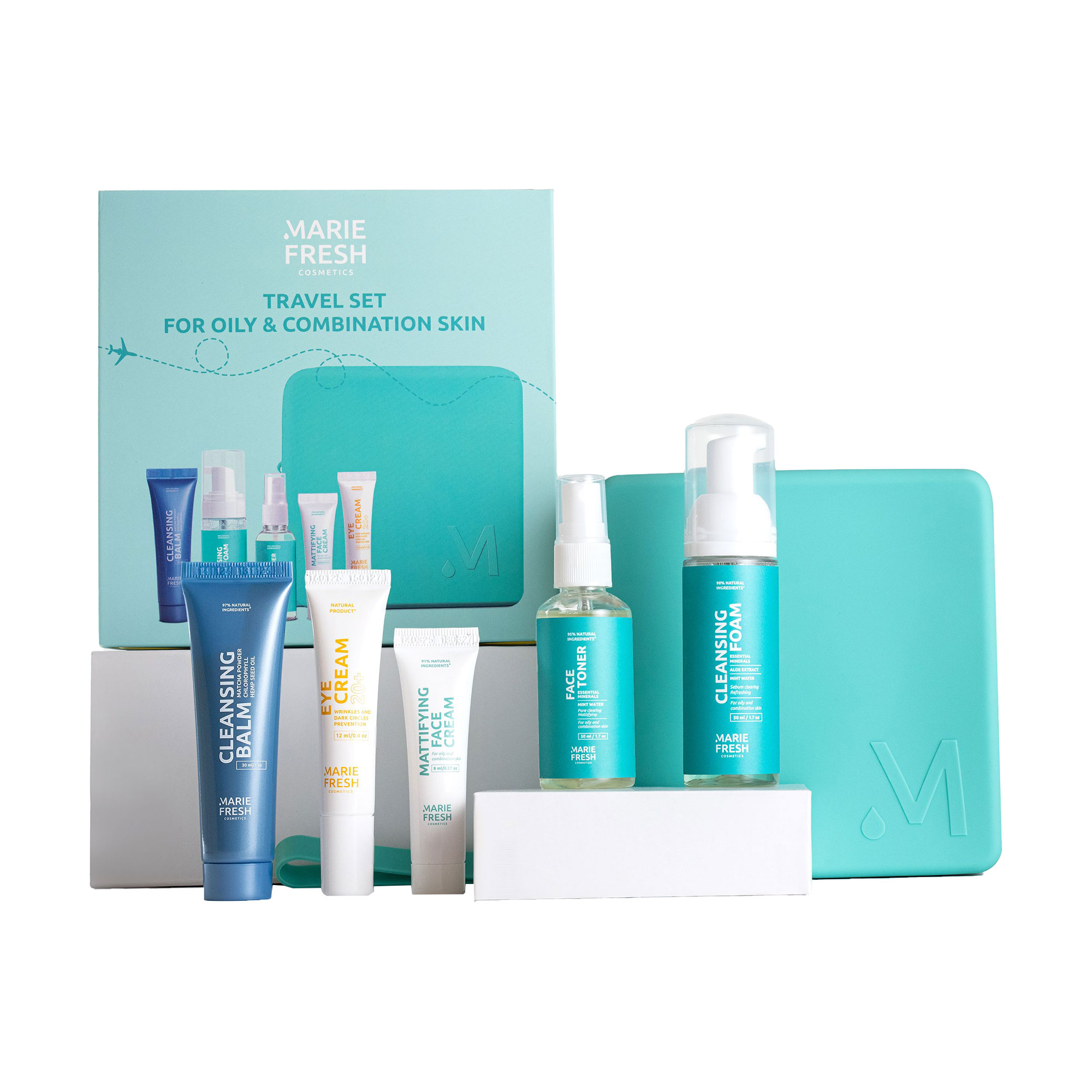 Дорожний набір Marie Fresh Cosmetics Travel Set для жирної та комбінованої шкіри обличчя, 6 предметів
Дорожний набір Marie Fresh Cosmetics Travel Set для жирної та комбінованої шкіри обличчя, 6 предметів