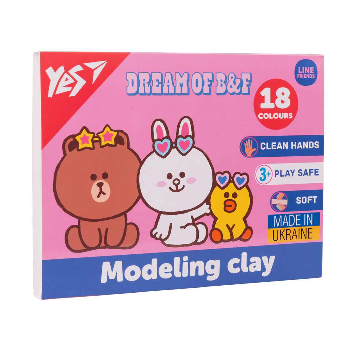 Пластилін YES Line Friends 18 кольорів, 360 г (540679)
Пластилін YES Line Friends 18 кольорів, 360 г (540679)