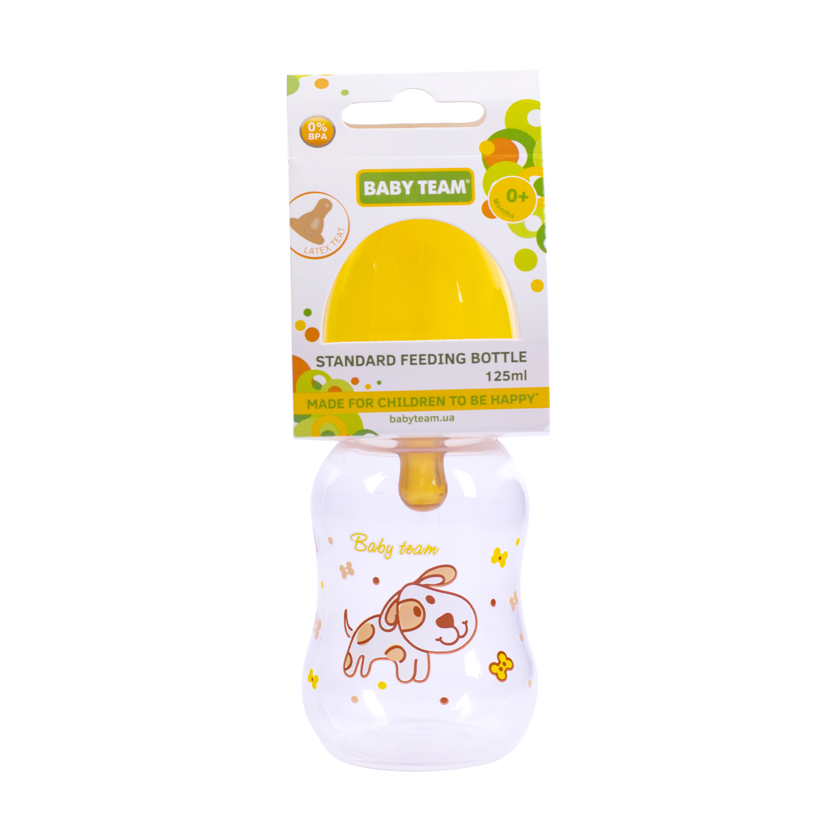 Пляшечка для годування Baby Team Собачка, з латексною соскою, від народження, 125 мл (1300)
Пляшечка для годування Baby Team Собачка, з латексною соскою, від народження, 125 мл (1300)
