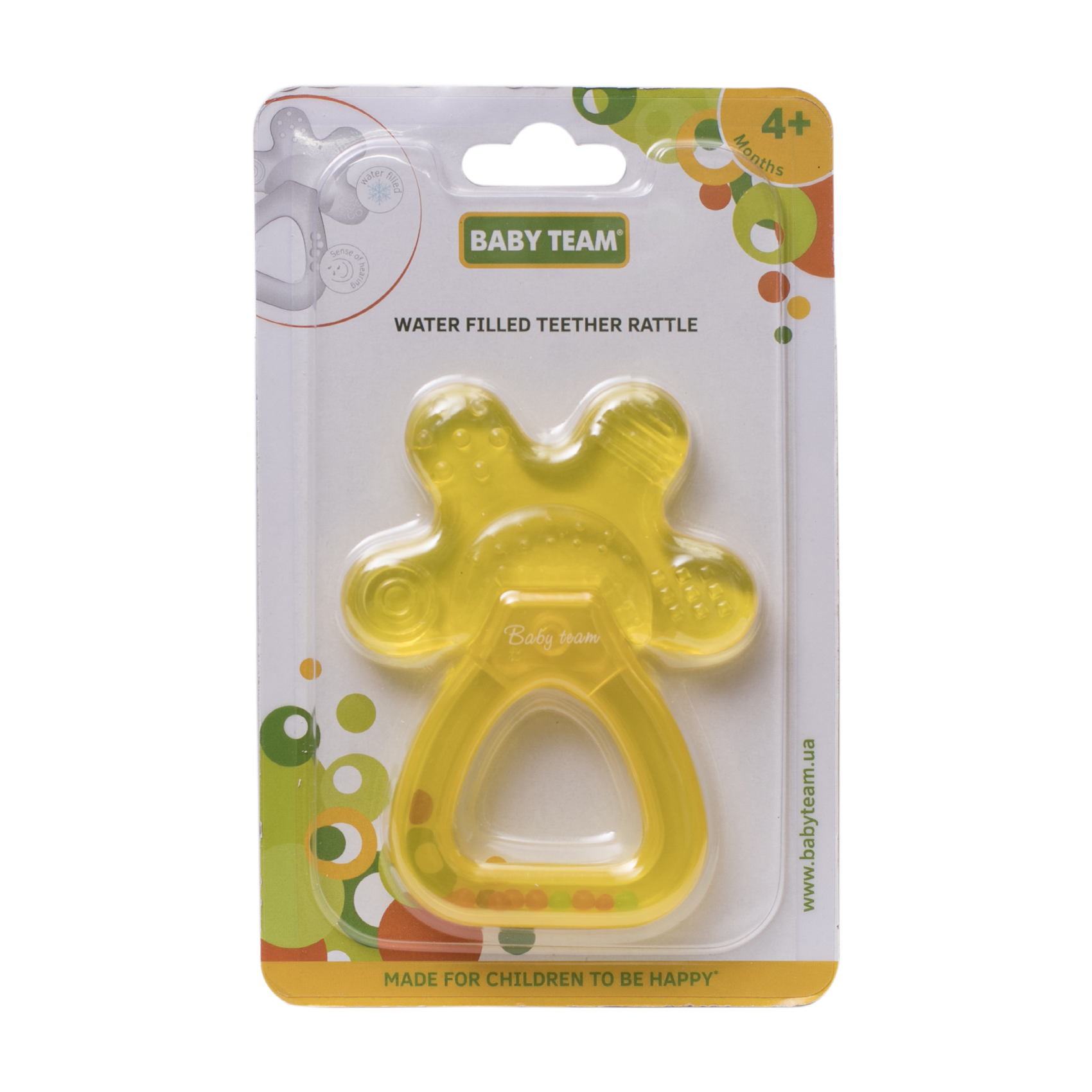 Прорізувач-брязкальце Baby Team з водою, від 4 місяців, жовтий (4036)
Прорізувач-брязкальце Baby Team з водою, від 4 місяців, жовтий (4036)