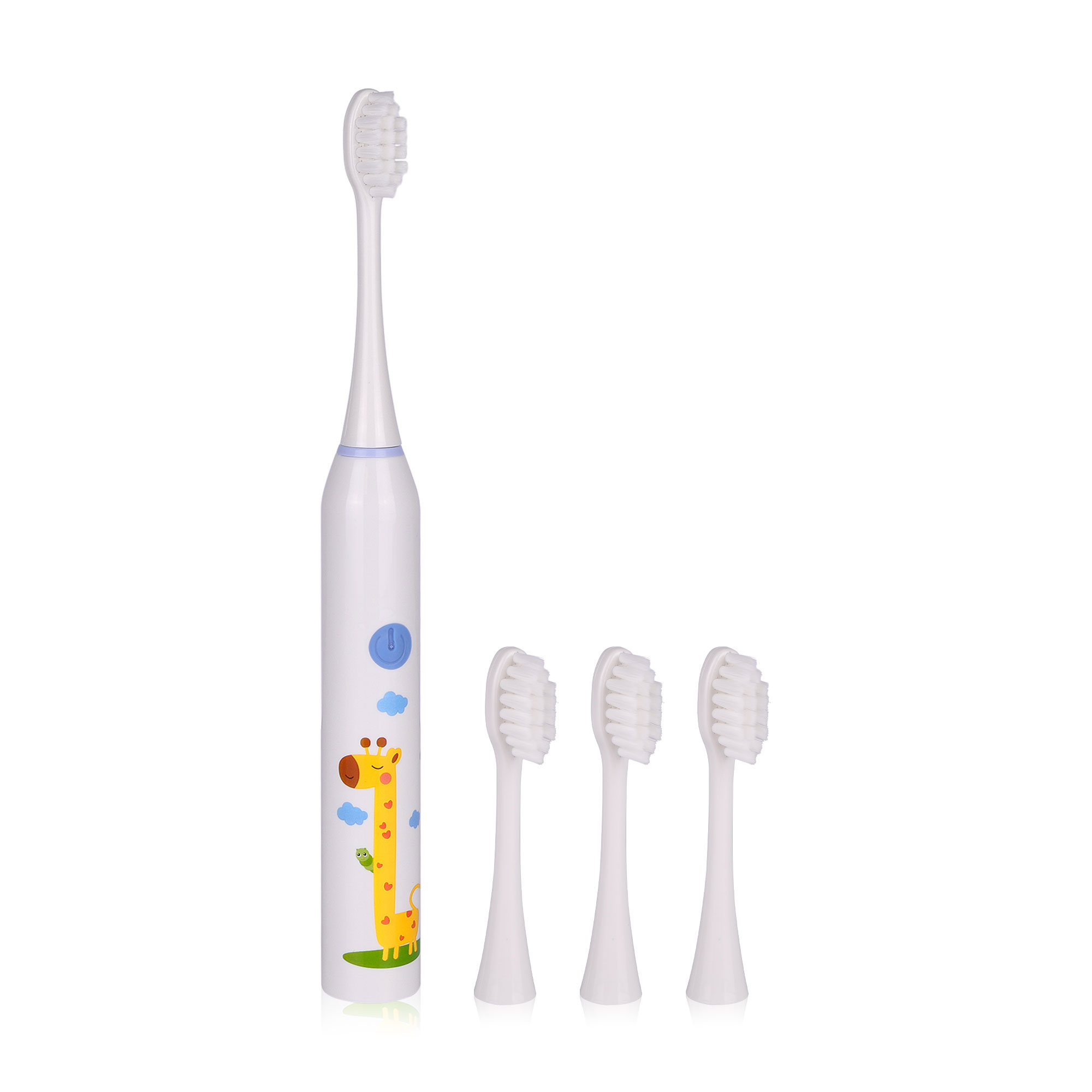 Дитяча електрична зубна щітка, біла з малюнком жирафа, 1 шт
Дитяча електрична зубна щітка, біла з малюнком жирафа, 1 шт