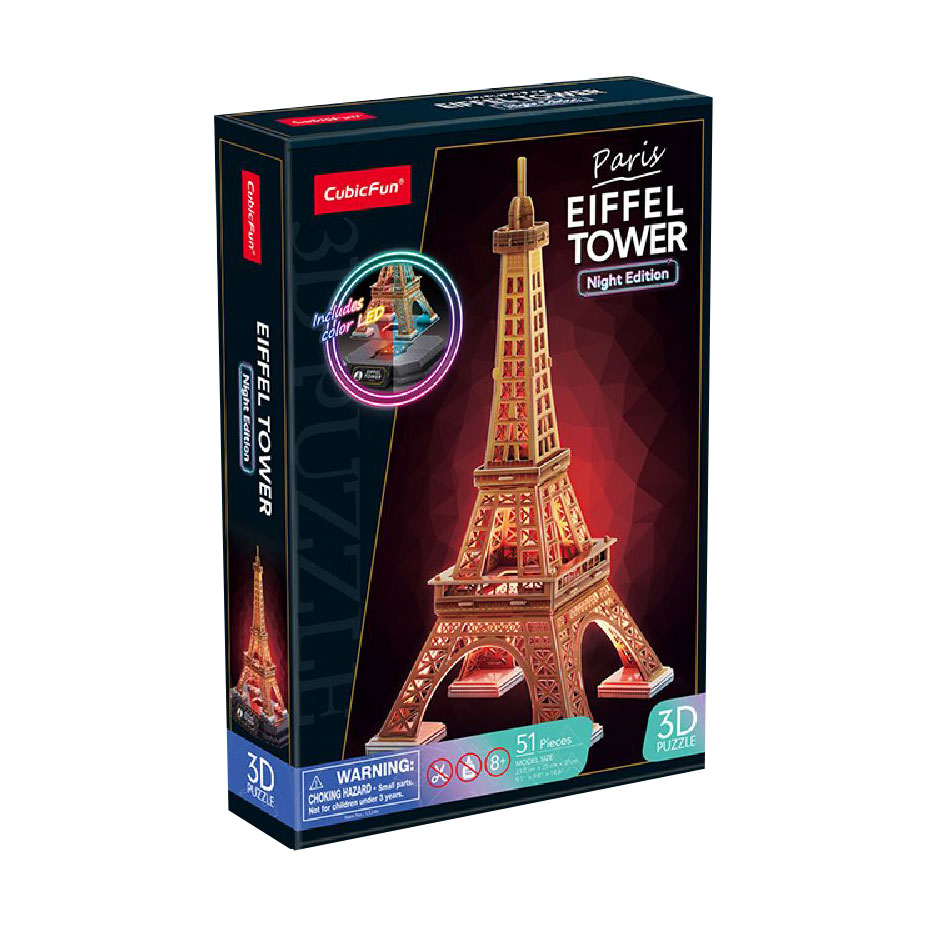 Тривимірна головоломка-конструктор з LED-підсвіткою CubicFun Ейфелева Вежа, від 8 років, 51 деталь (L534h)
Тривимірна головоломка-конструктор з LED-підсвіткою CubicFun Ейфелева Вежа, від 8 років, 51 деталь (L534h)