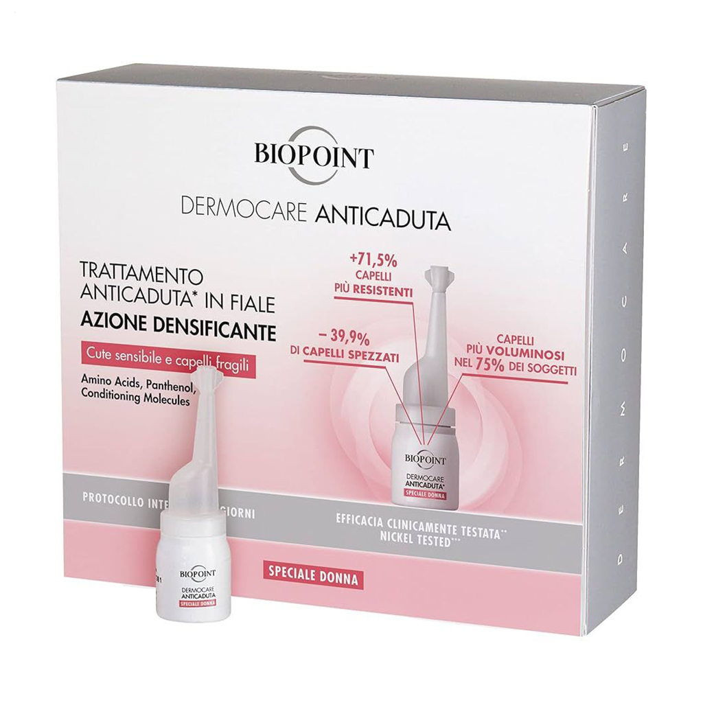 Ампули проти випадіння волосся для жінок Biopoint Dermocare Anticaduta, 20*6 мл
Ампули проти випадіння волосся для жінок Biopoint Dermocare Anticaduta, 20*6 мл