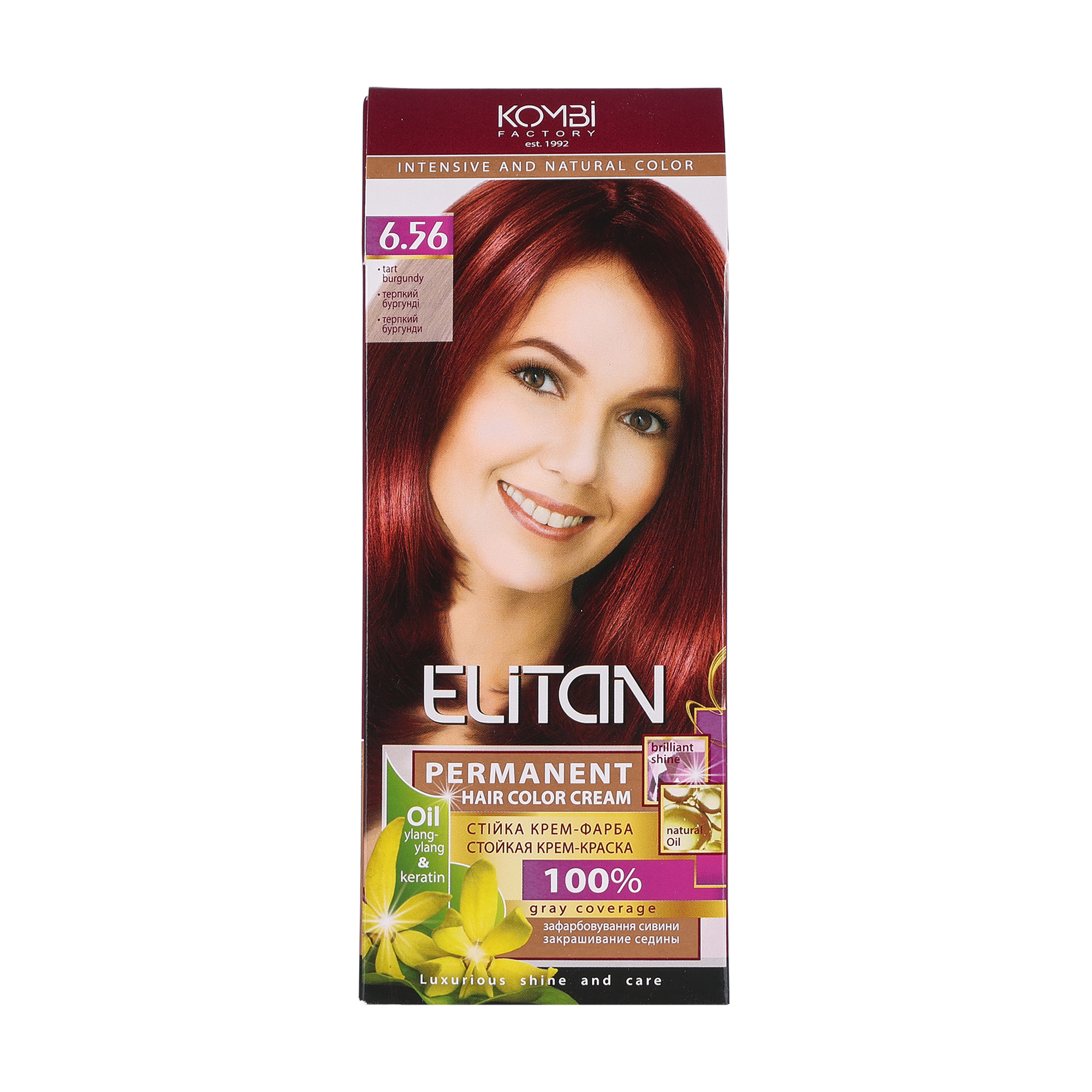 Стійка крем-фарба для волосся Elitan Permanent Hair Color Cream 6.56 Терпкий бургунді, 115 мл
Стійка крем-фарба для волосся Elitan Permanent Hair Color Cream 6.56 Терпкий бургунді, 115 мл