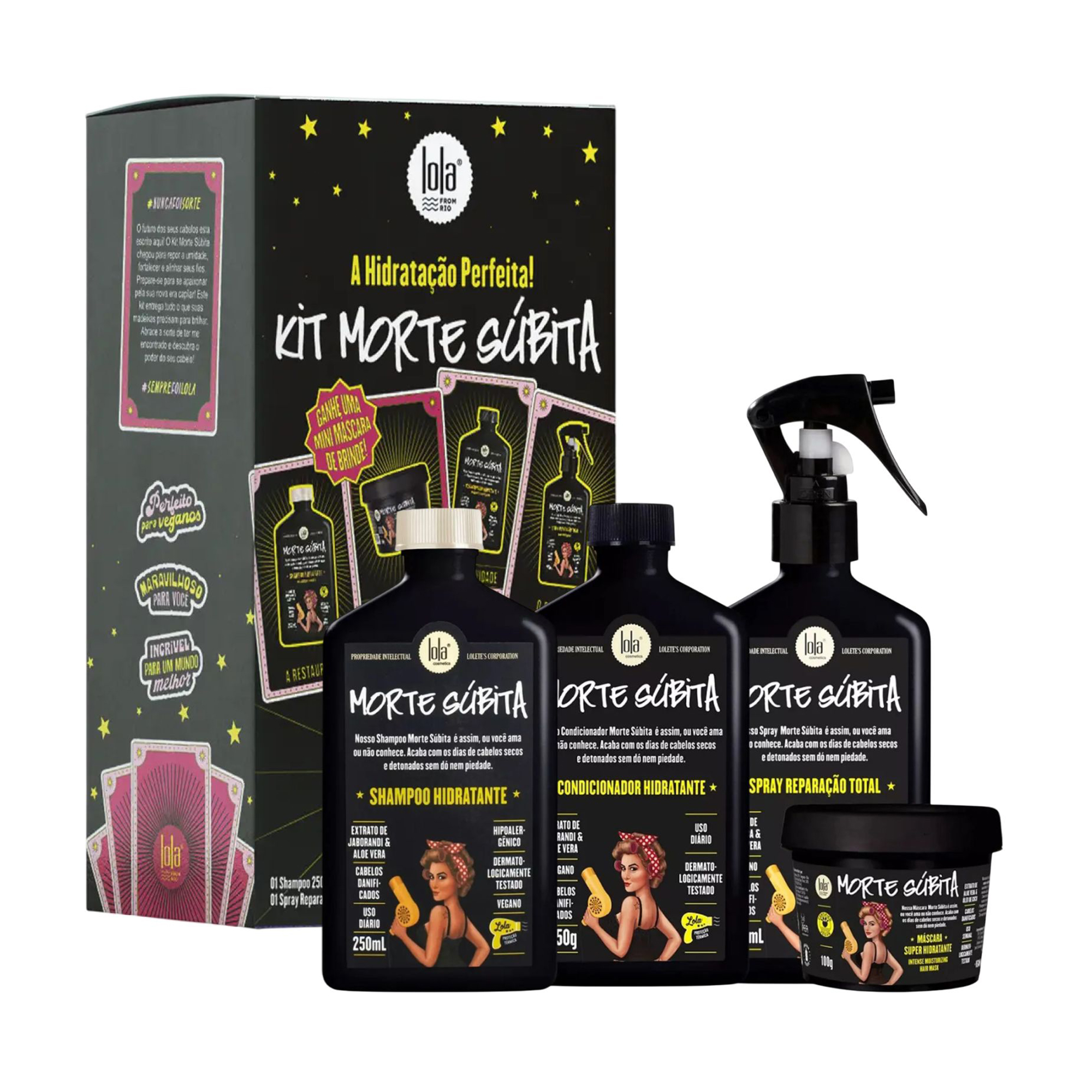 Уцінка! Набір для волосся Lola From Rio Kit Morte Subita (кондиціонер, 250 мл + шампунь, 250 мл + спрей, 250 мл + маска, 100 г)
Уцінка! Набір для волосся Lola From Rio Kit Morte Subita (кондиціонер, 250 мл + шампунь, 250 мл + спрей, 250 мл + маска, 100 г)