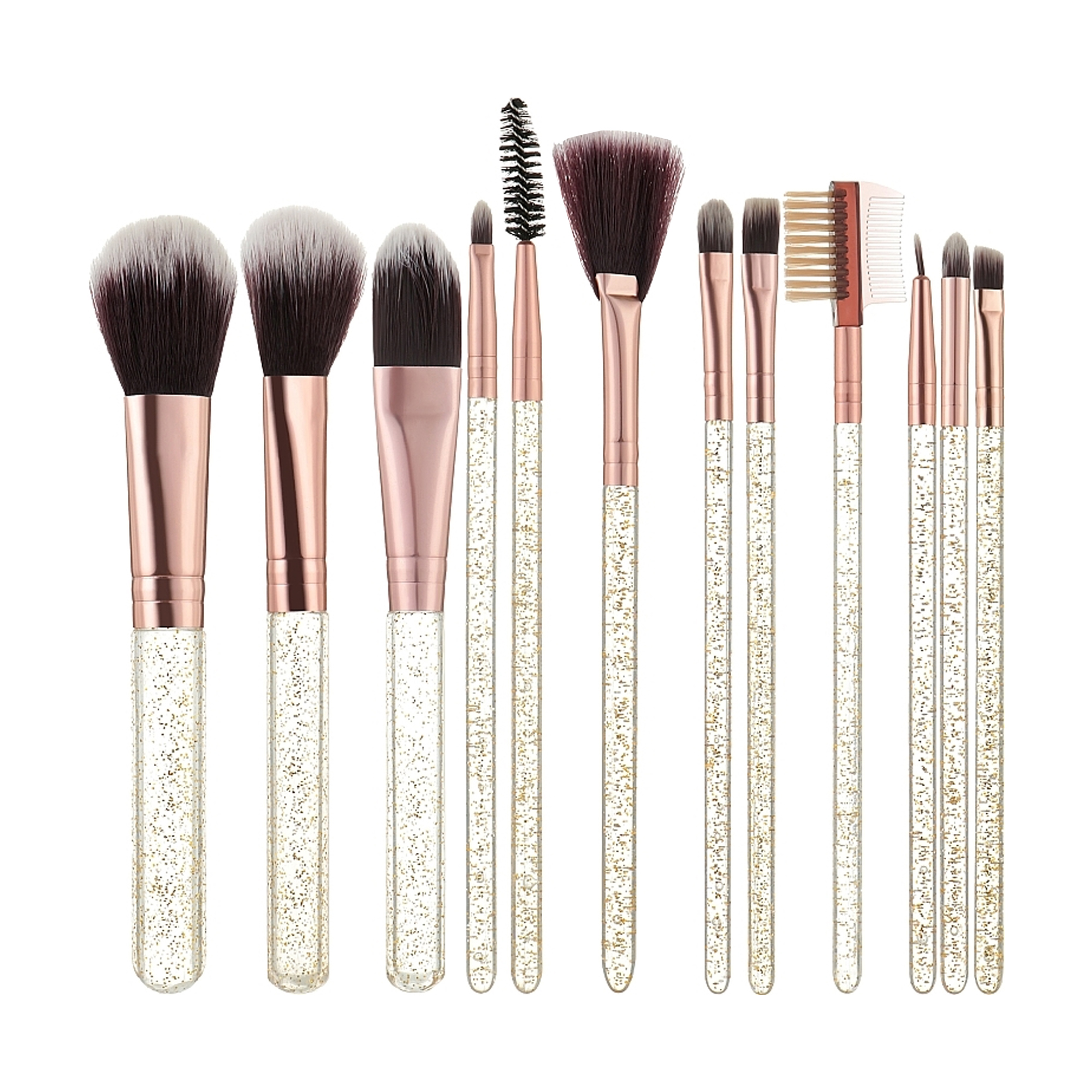 Набір пензликів для макіяжу Cosmo Shop ручка прозора з золотими блискітками, 12 шт (CS-209G)
Набір пензликів для макіяжу Cosmo Shop ручка прозора з золотими блискітками, 12 шт (CS-209G)