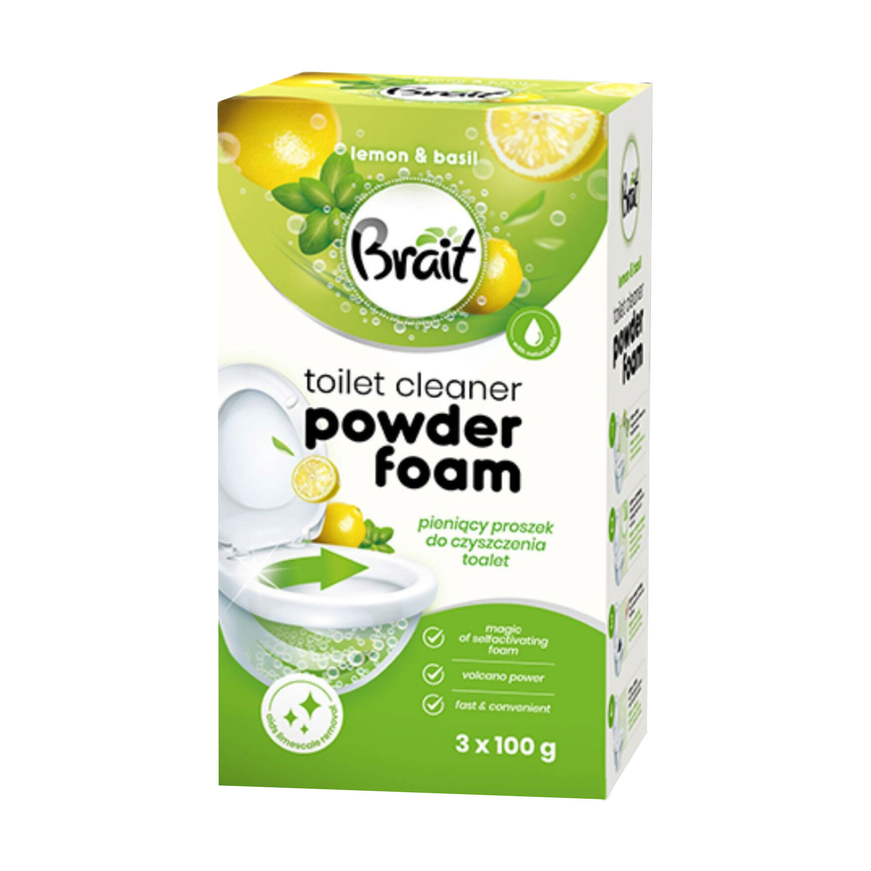Уцінка! Засіб для чищення унітазу Brait Toilet Cleaner Powder Foam Lemon & Basil, 3*100 г
Уцінка! Засіб для чищення унітазу Brait Toilet Cleaner Powder Foam Lemon & Basil, 3*100 г