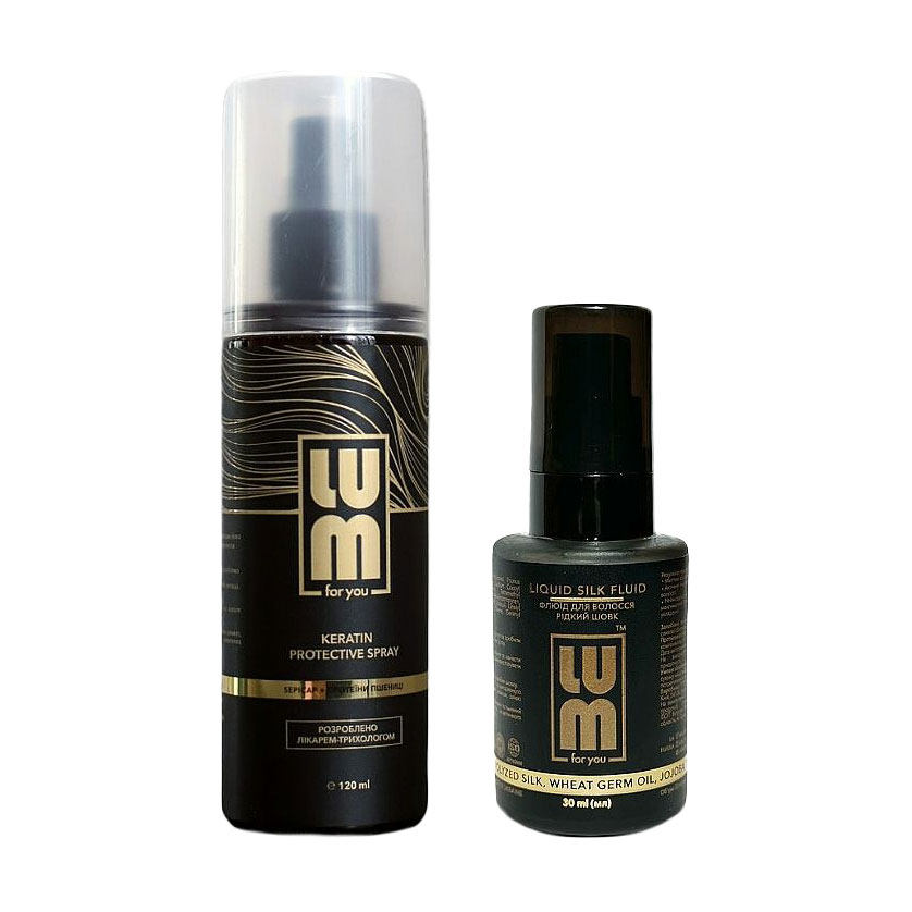 Набір для волосся LUM Сяйво та блиск волосся (термозахисний спрей, 120 мл + флюїд, 30 мл)
Набір для волосся LUM Сяйво та блиск волосся (термозахисний спрей, 120 мл + флюїд, 30 мл)