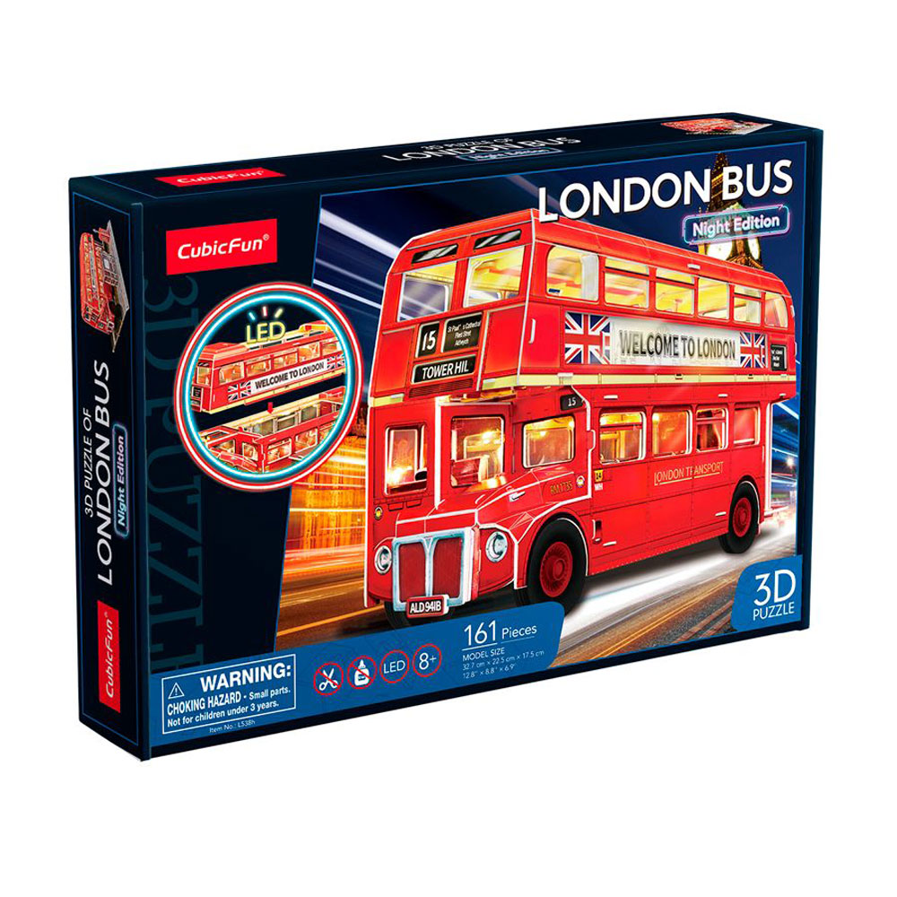 Тривимірна головоломка-конструктор з LED-підсвіткою CubicFun Лондонський автобус, від 8 років, 32.7*22.5*17.5 см, 161 деталь (L538h)
Тривимірна головоломка-конструктор з LED-підсвіткою CubicFun Лондонський автобус, від 8 років, 32.7*22.5*17.5 см, 161 деталь (L538h)