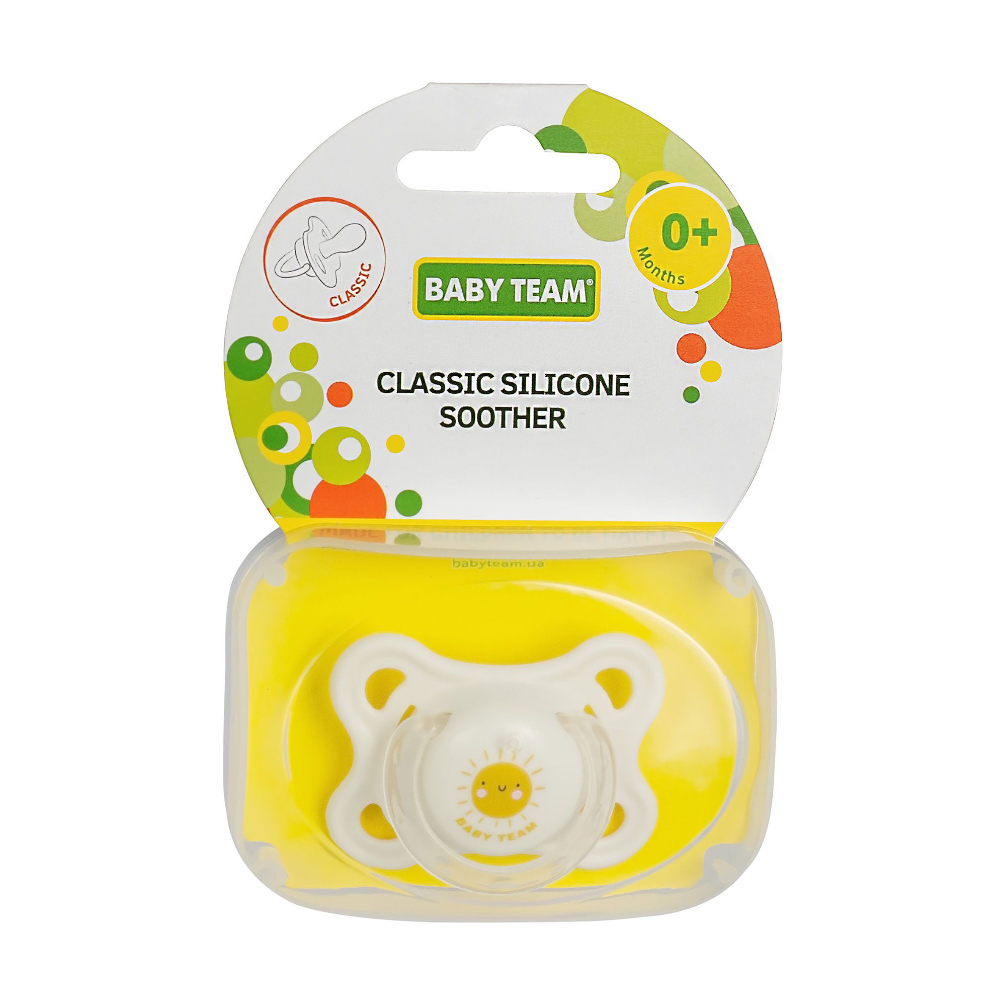 Силіконова пустушка Baby Team класична, від народження, жовта (3020)
Силіконова пустушка Baby Team класична, від народження, жовта (3020)