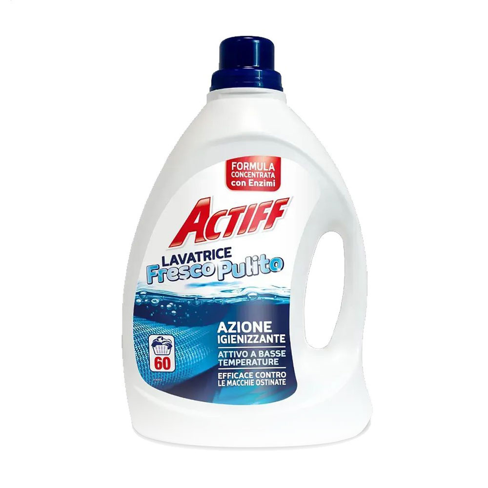 Гель для прання Actiff Fresco Pulito Lavatrice Свіжість та чистота, 60 циклів прання, 3 л
Гель для прання Actiff Fresco Pulito Lavatrice Свіжість та чистота, 60 циклів прання, 3 л