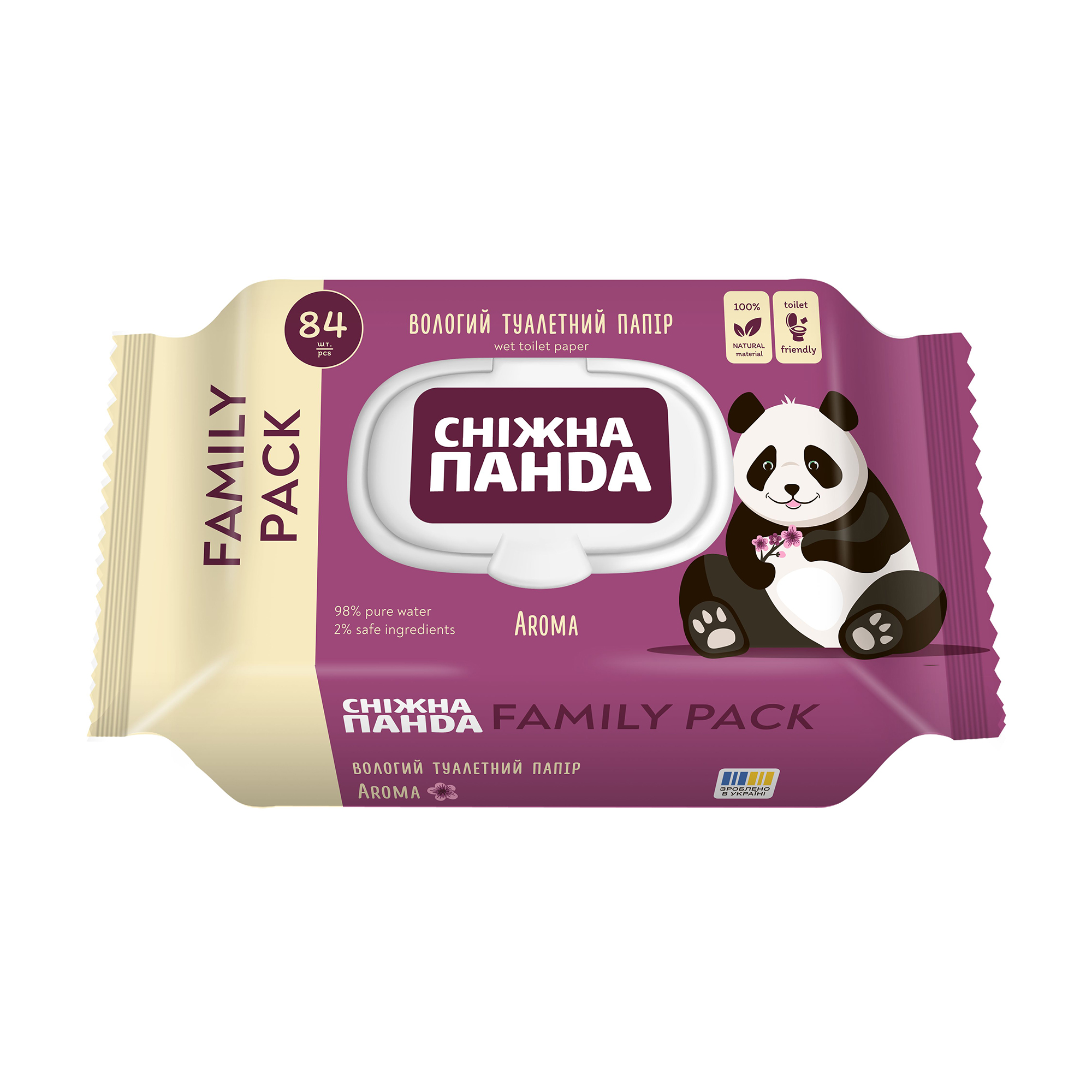 Вологий туалетний папір Сніжна Панда Aroma, 84 шт
Вологий туалетний папір Сніжна Панда Aroma, 84 шт