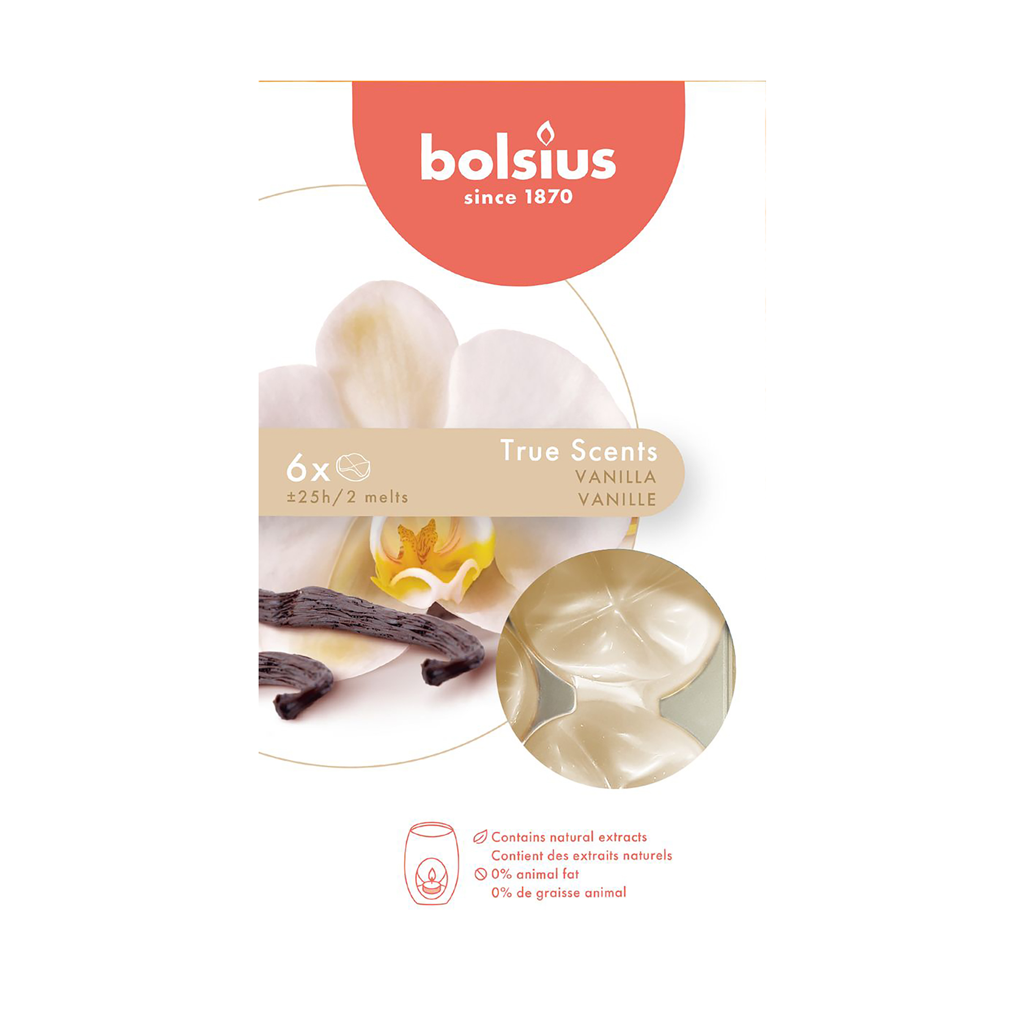 Ароматичний віск Bolsius True Scents Vanilla, 6 шт
Ароматичний віск Bolsius True Scents Vanilla, 6 шт