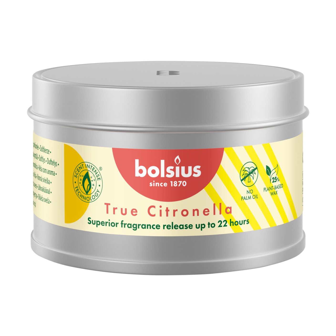 Свічка в металевій банці Bolsius True Citronella, 49*80 мм
Свічка в металевій банці Bolsius True Citronella, 49*80 мм