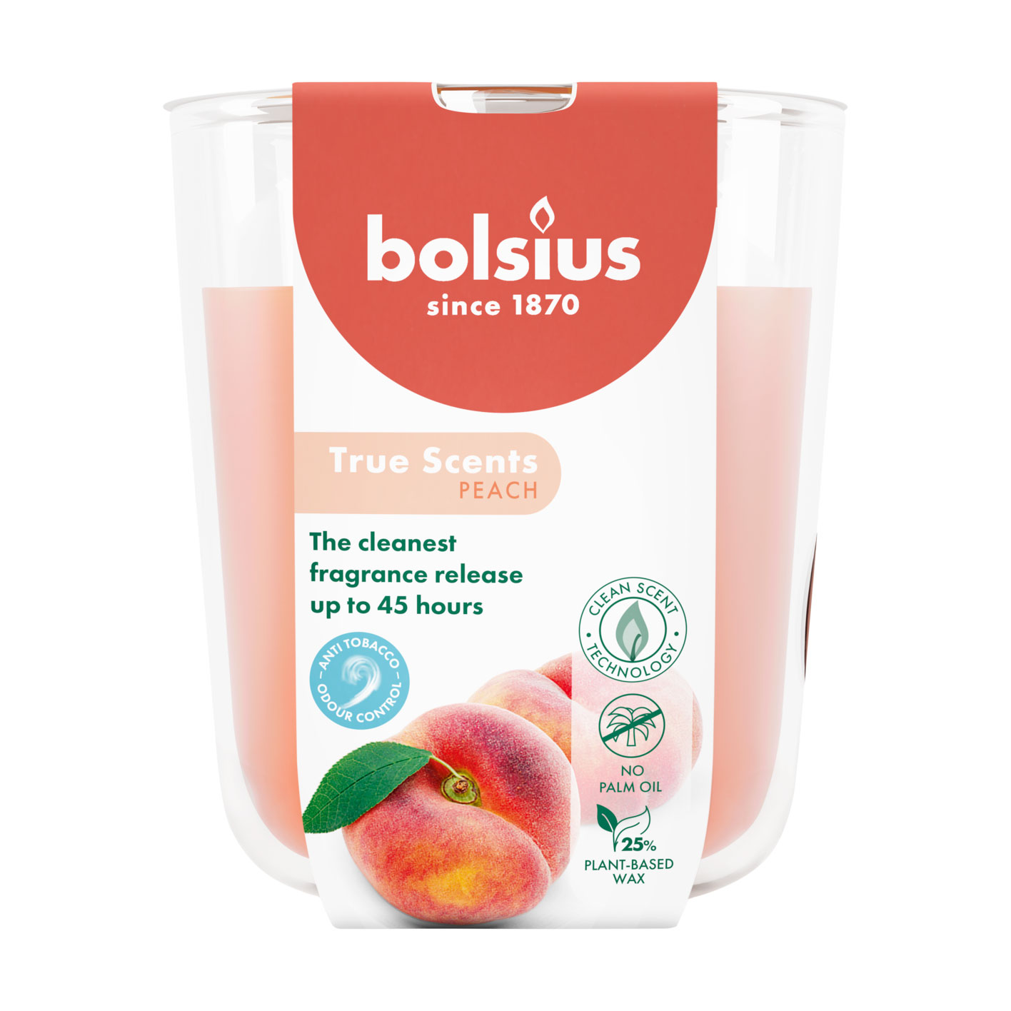 Ароматична свічка в склянці Bolsius True Scents Peach, 97*85 мм
Ароматична свічка в склянці Bolsius True Scents Peach, 97*85 мм