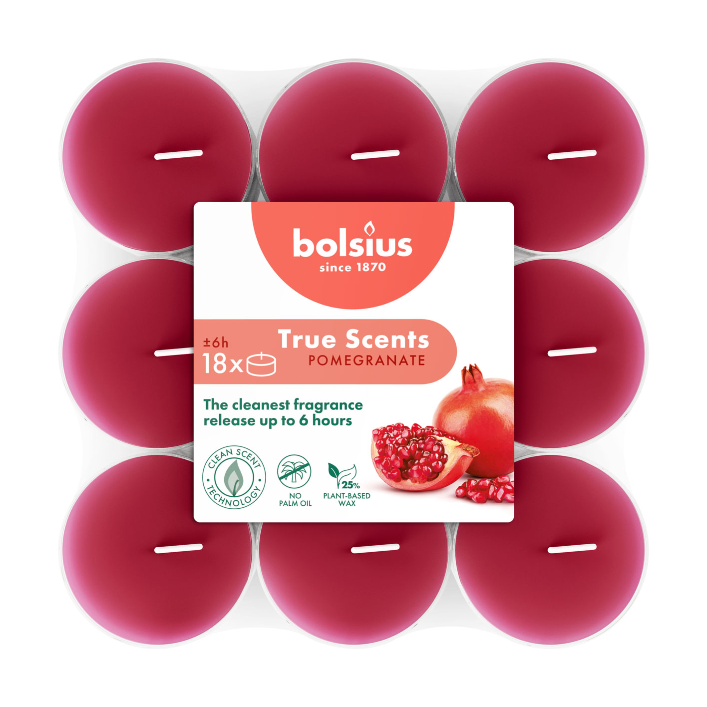 Набір чайних свічок Bolsius True Scents Pomegranate, 18 шт
Набір чайних свічок Bolsius True Scents Pomegranate, 18 шт