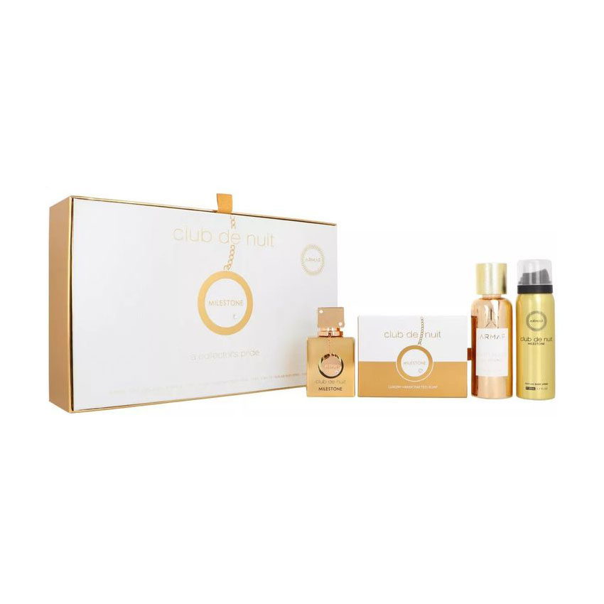 Парфумований набір унісекс Armaf Club De Nuit Milestone (парфумована вода, 30 мл + мило, 130 г + спрей, 50 мл + спрей для волосся, 55 мл)
Парфумований набір унісекс Armaf Club De Nuit Milestone (парфумована вода, 30 мл + мило, 130 г + спрей, 50 мл + спрей для волосся, 55 мл)